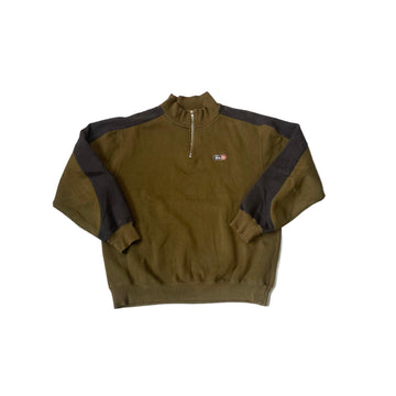 Vintage Green Stussy 1/4 Zip Sweatshirt - M
