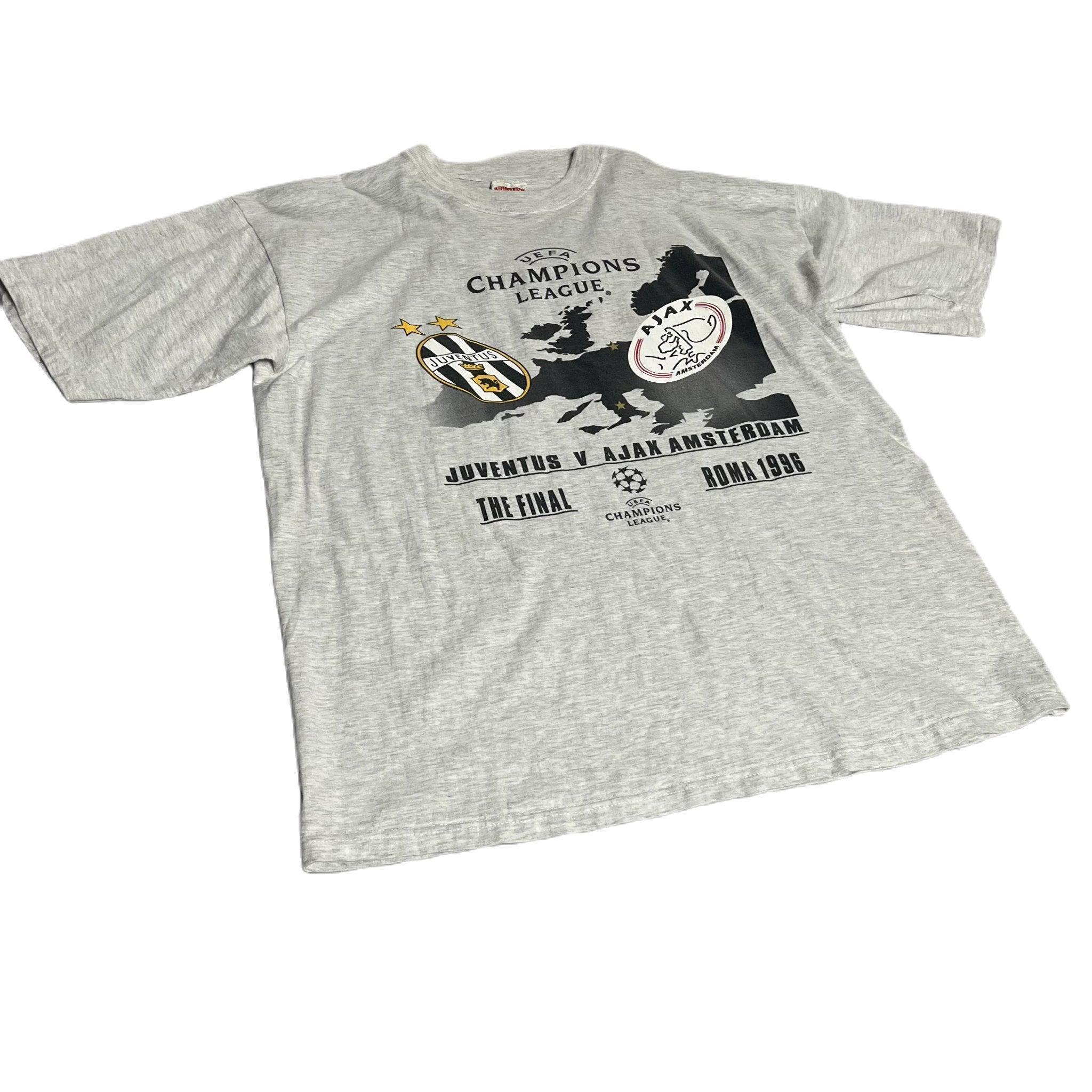 Vintage 90s Grey Nutmeg Ajax vs Juventus UCL Graphic Tee - XL