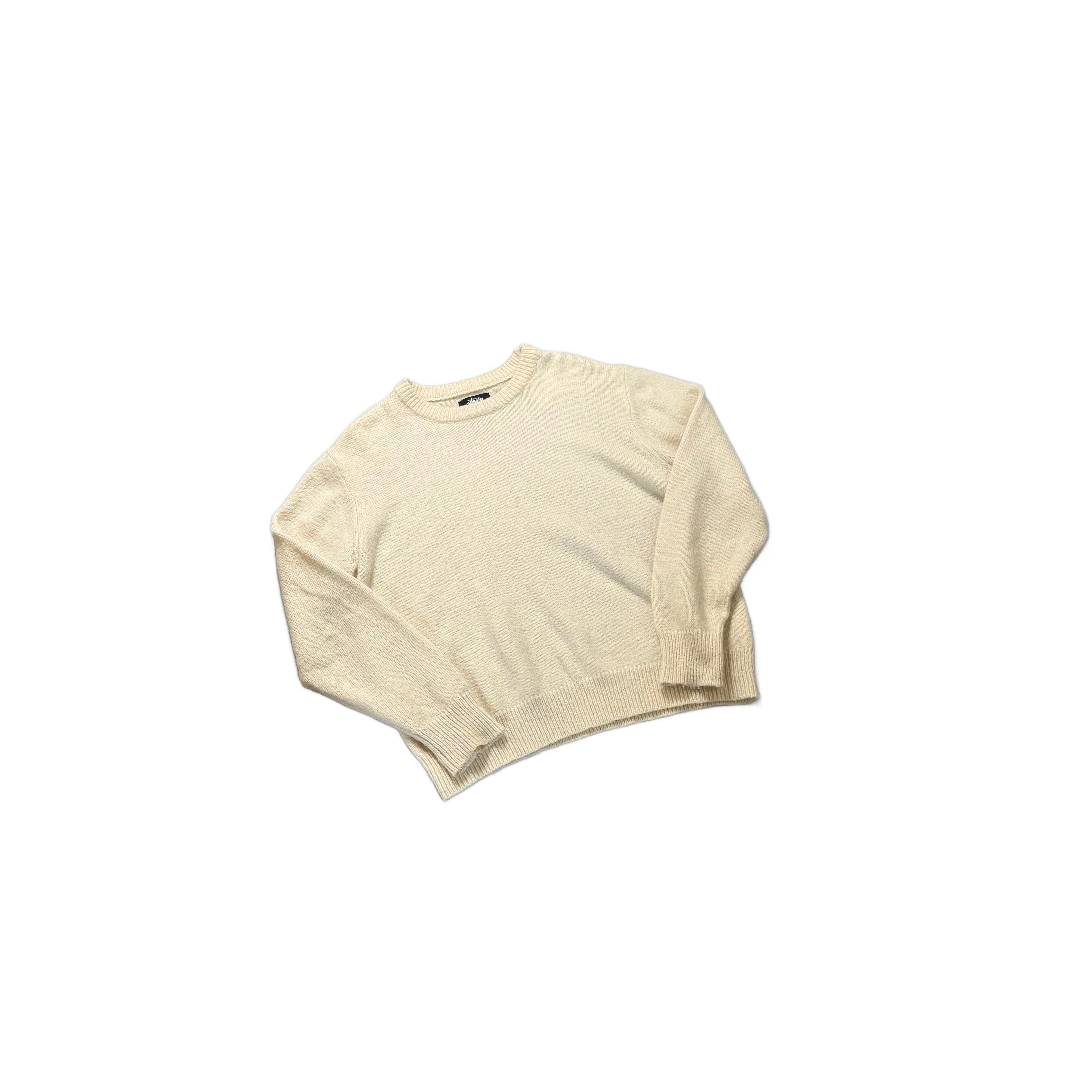 Cream Stussy Knitted Sweatshirt - L