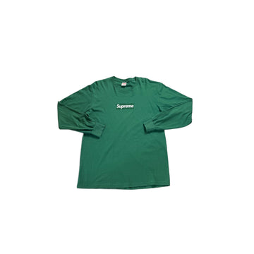 Green Supreme Long Sleeve Box Logo Tee - M