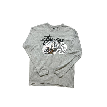 Grey Stussy Long Sleeve Tee - M