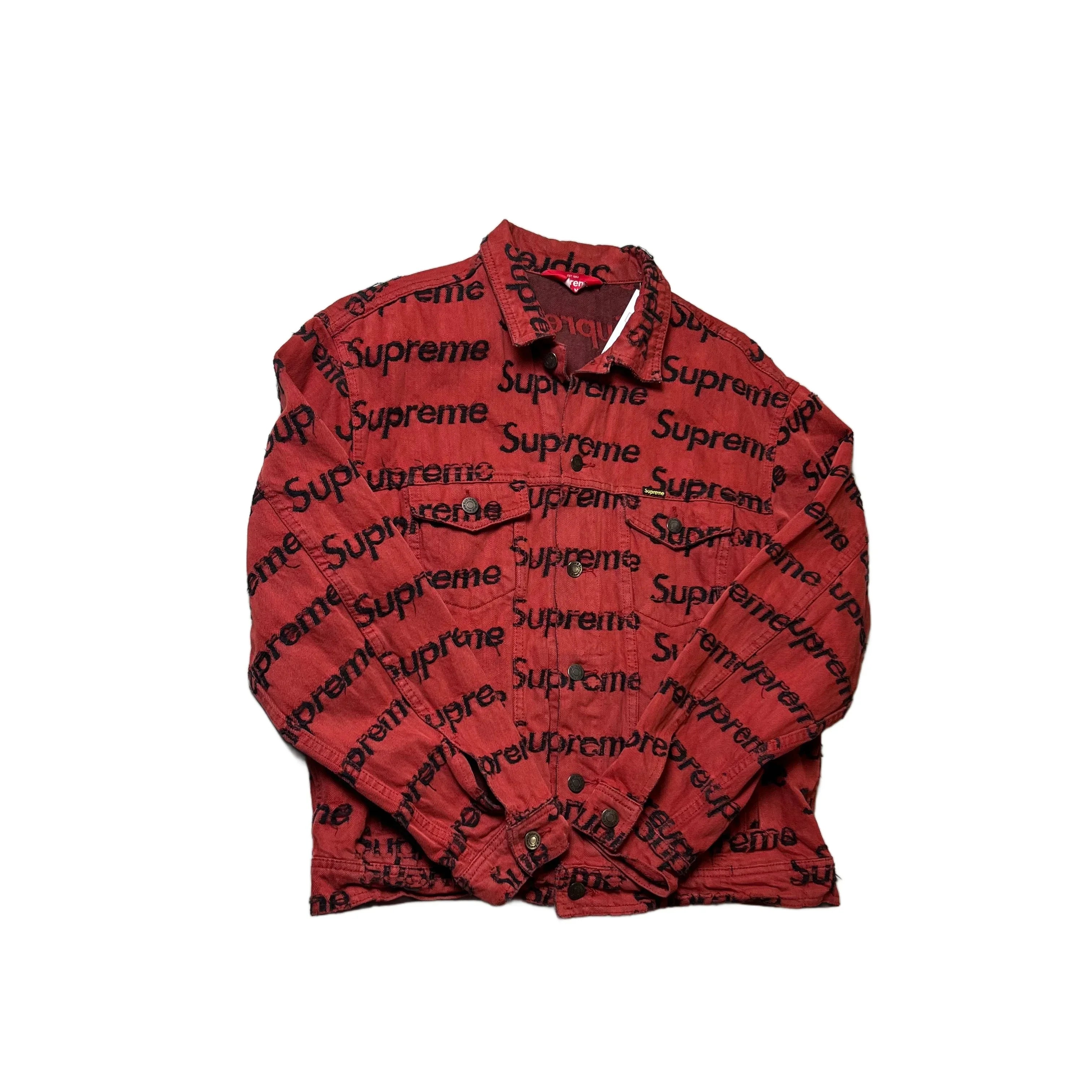Red Supreme Denim Jacket - M
