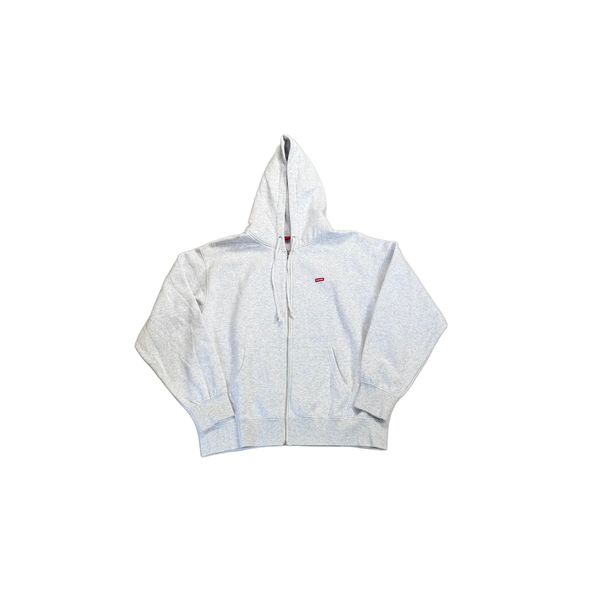 Grey Supreme Zip Up Hoodie - L