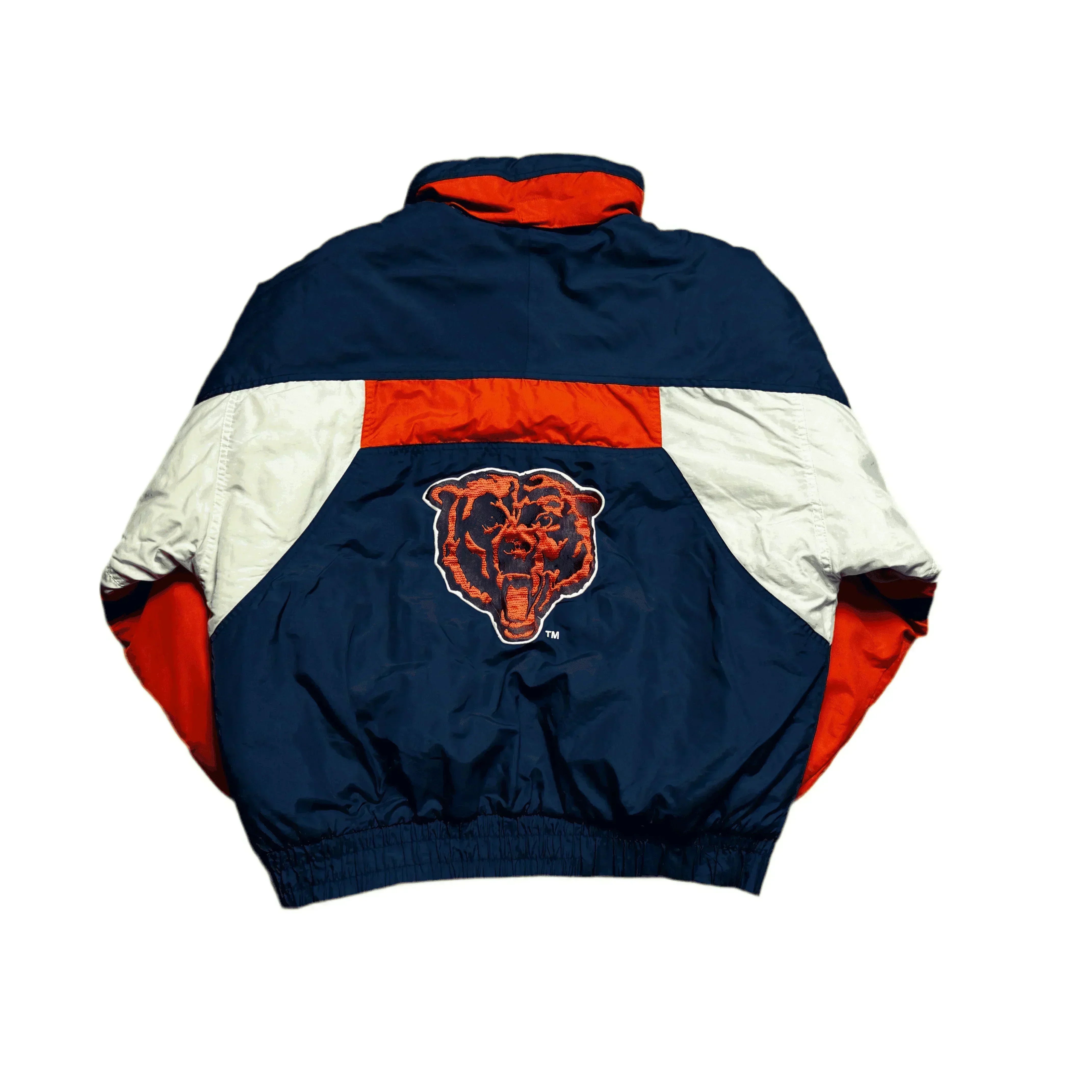 Vintage Navy Blue, White + Orange Chicago Bears NFL Coat - M
