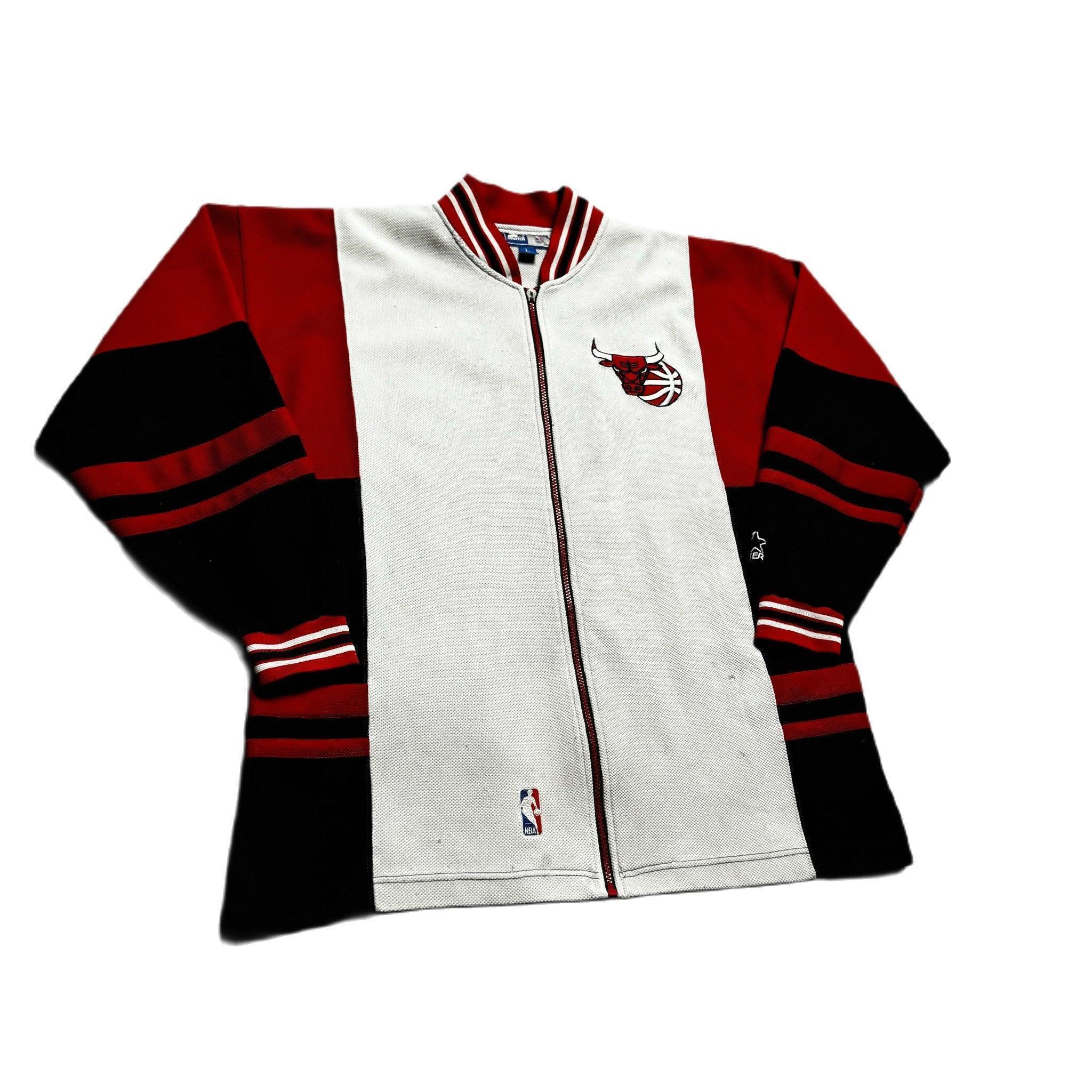 Vintage 90s White, Red + Black Chicago Bulls NBA Jacket - L