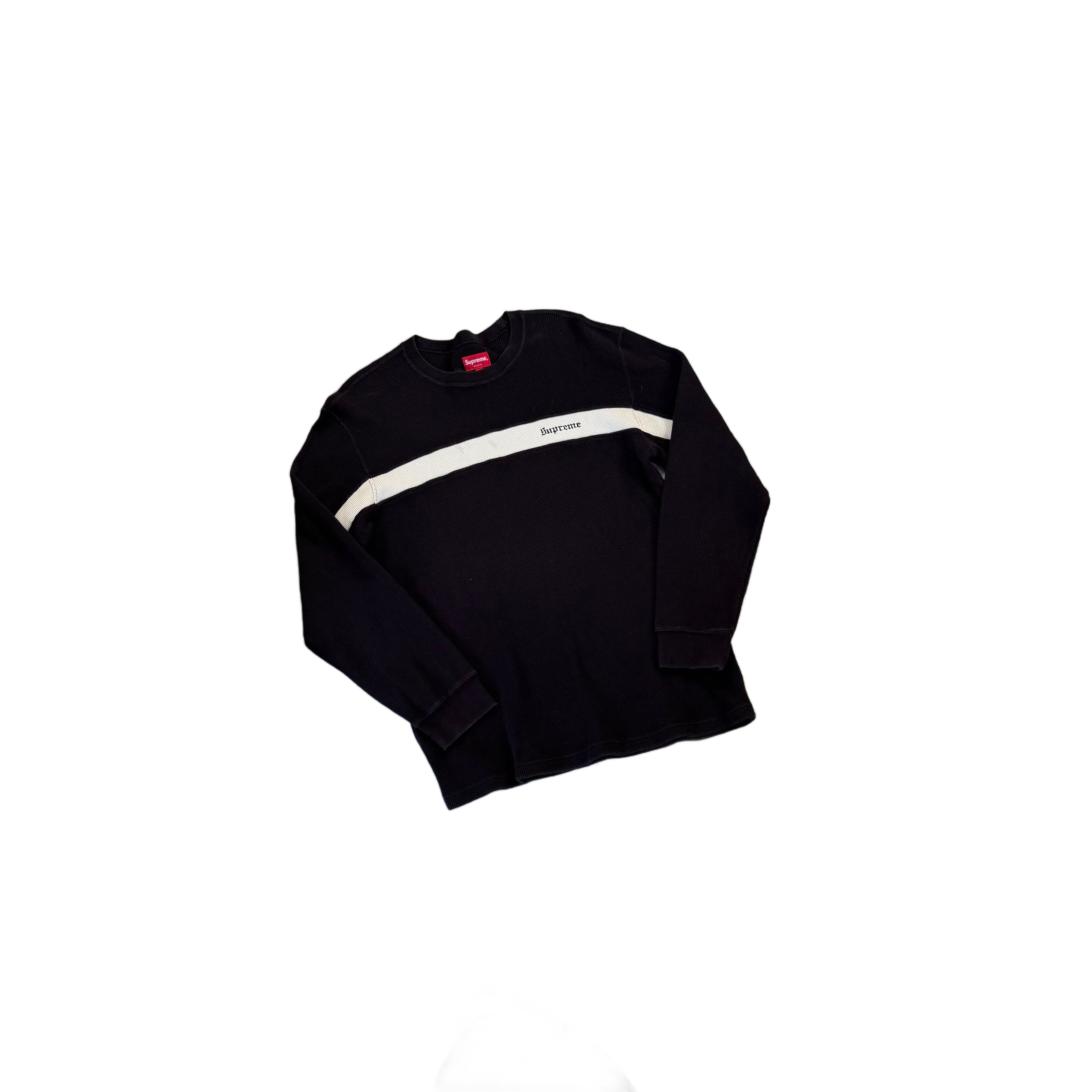 Black Supreme Waffle Long Sleeve Tee - M