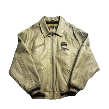 Vintage 90s Cream Avirex Leather Jacket - XL