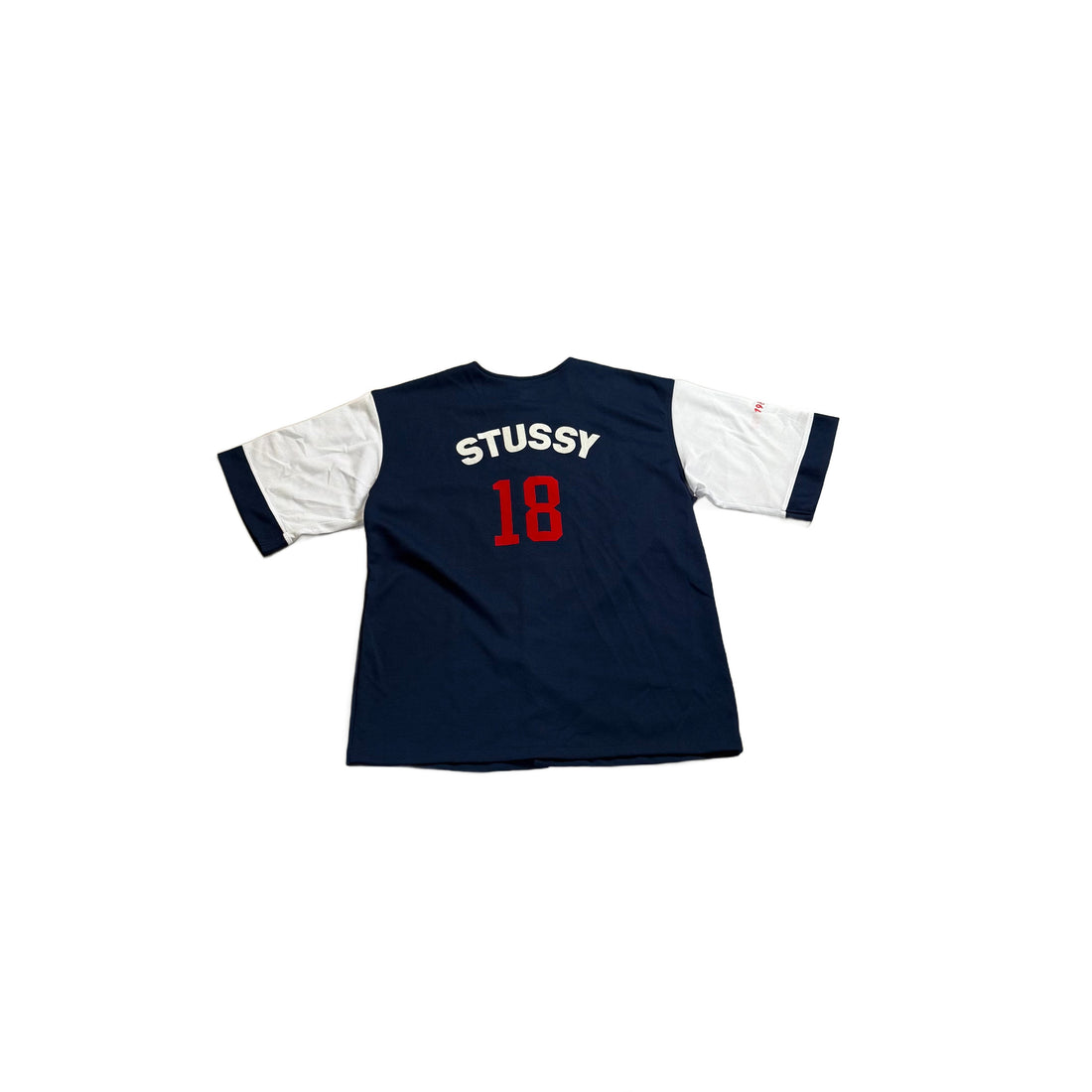 Navy Blue + White Stussy Jersey - L