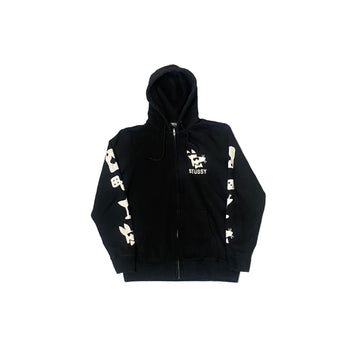 Black Stussy Zip Up Hoodie - M