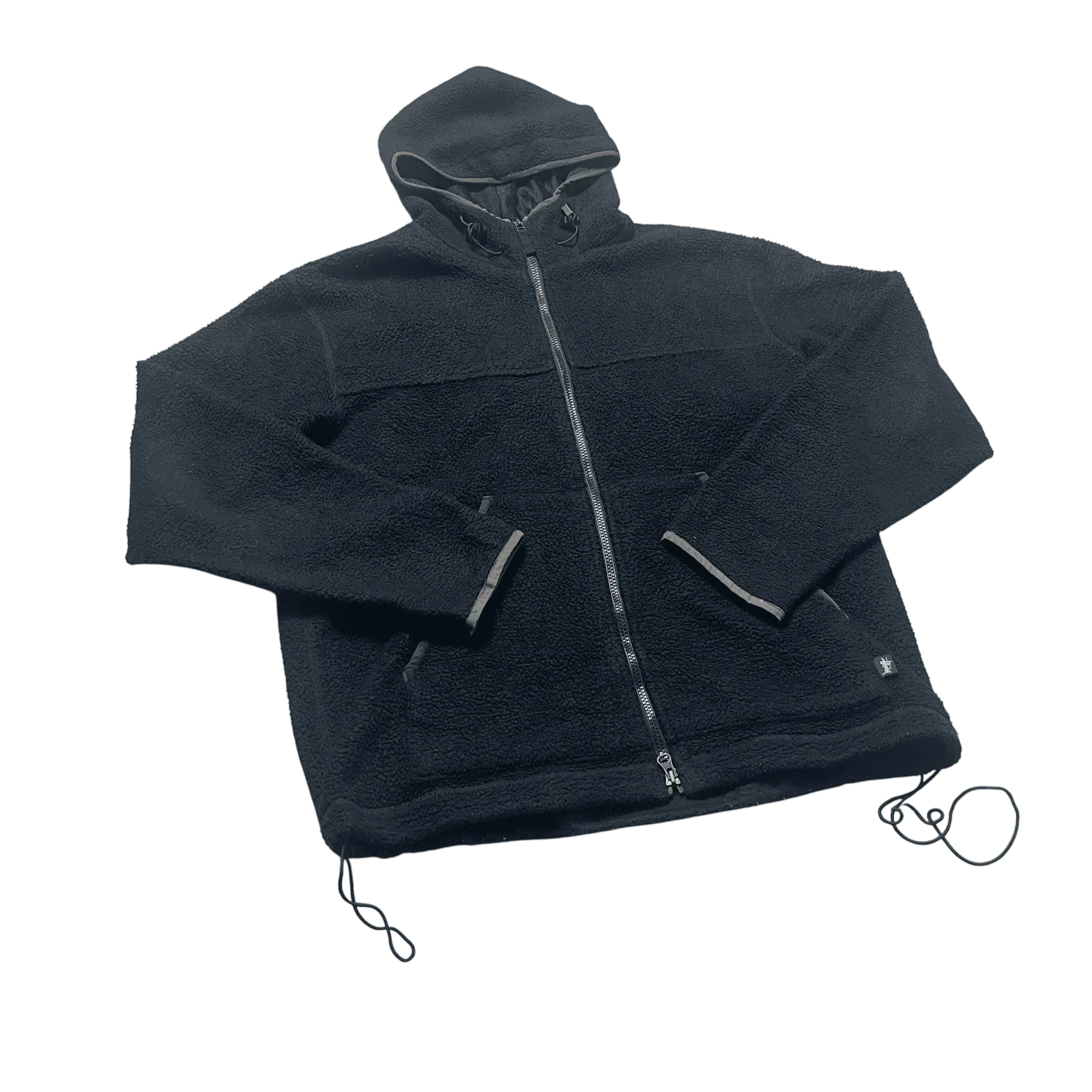 Black Stussy Fleece Full Zip Hoodie - L