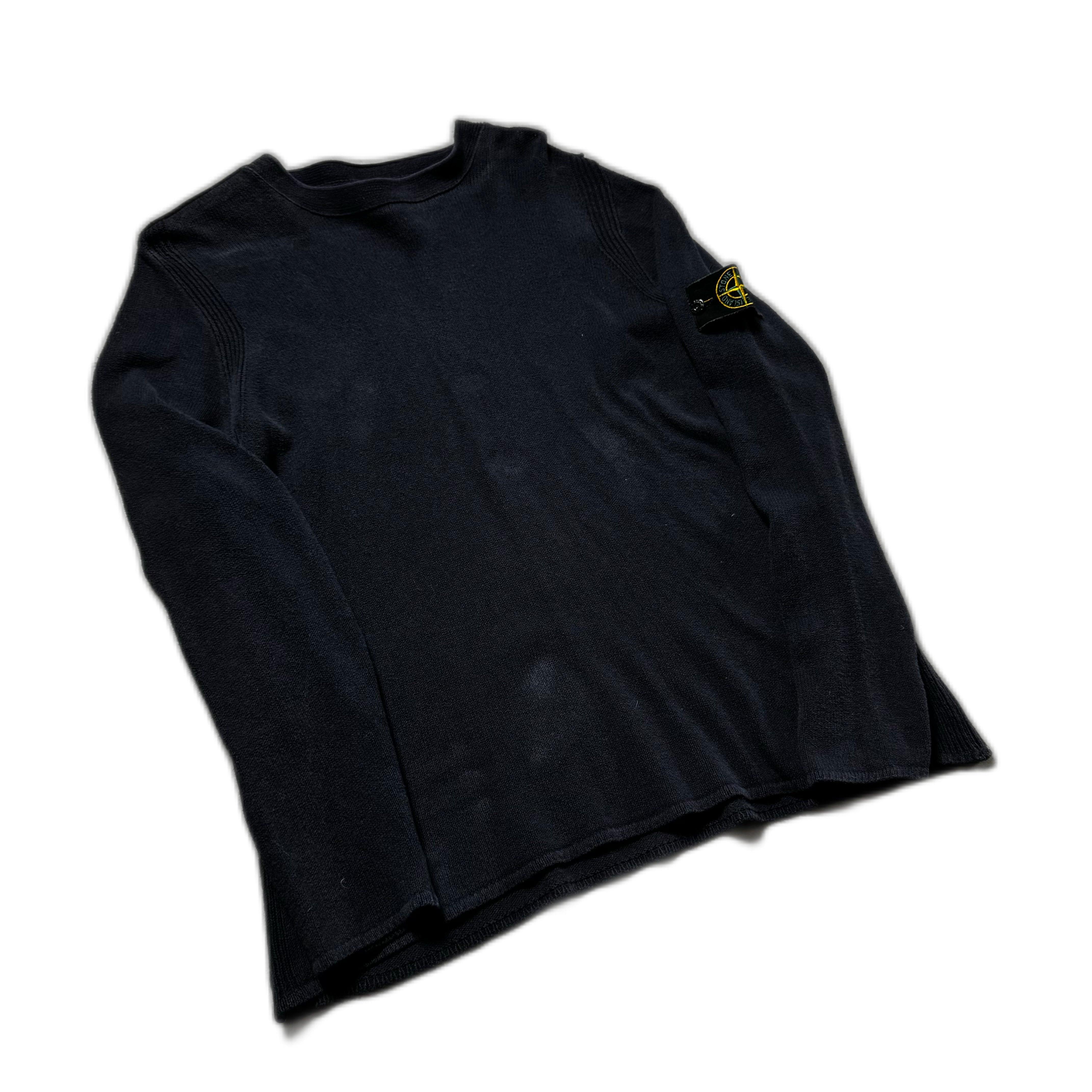 Vintage Navy Blue Stone Island Knitted Sweatshirt - L