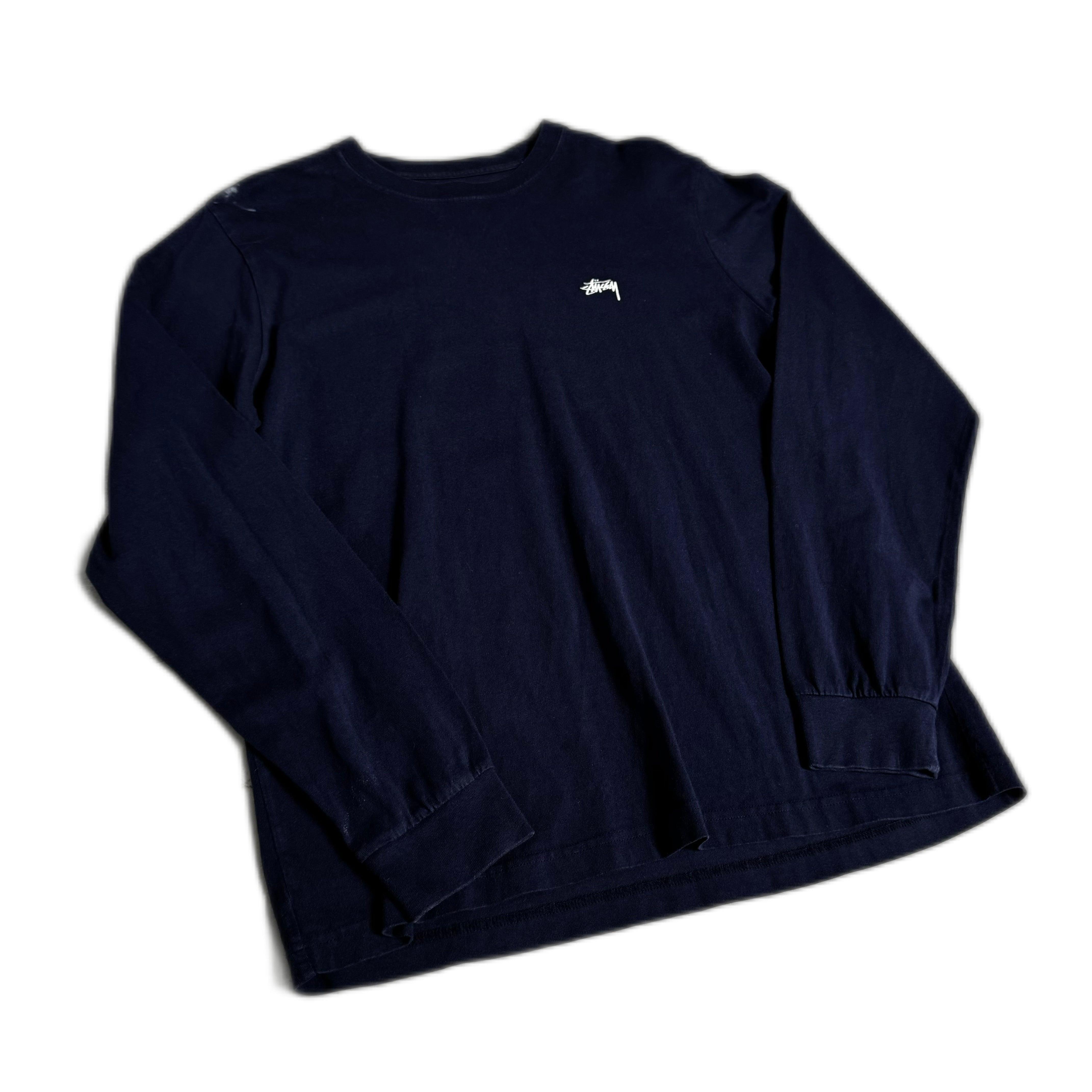 Navy Blue Stussy Long Sleeve Tee - L