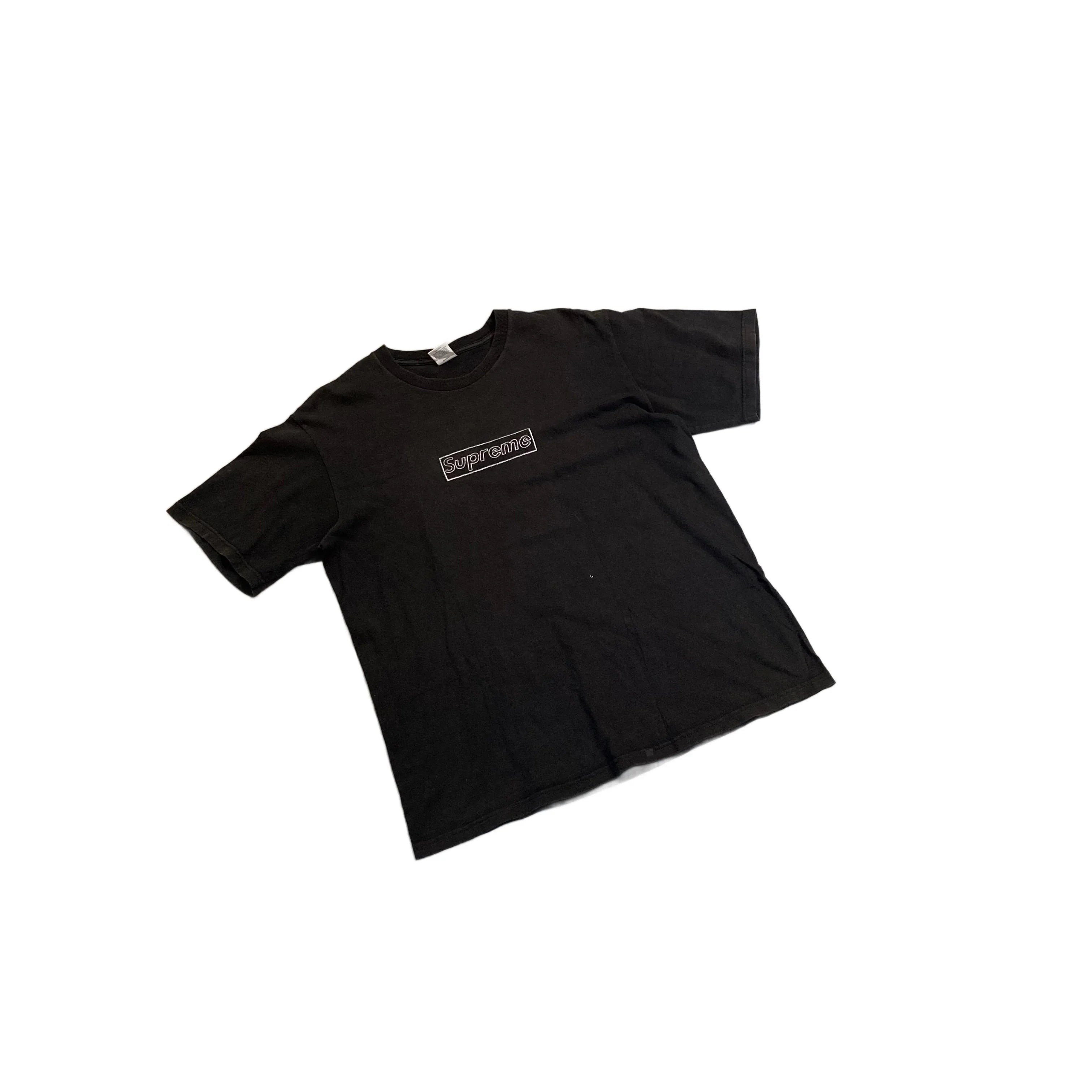 Black Supreme KAWS Box Logo Tee - L