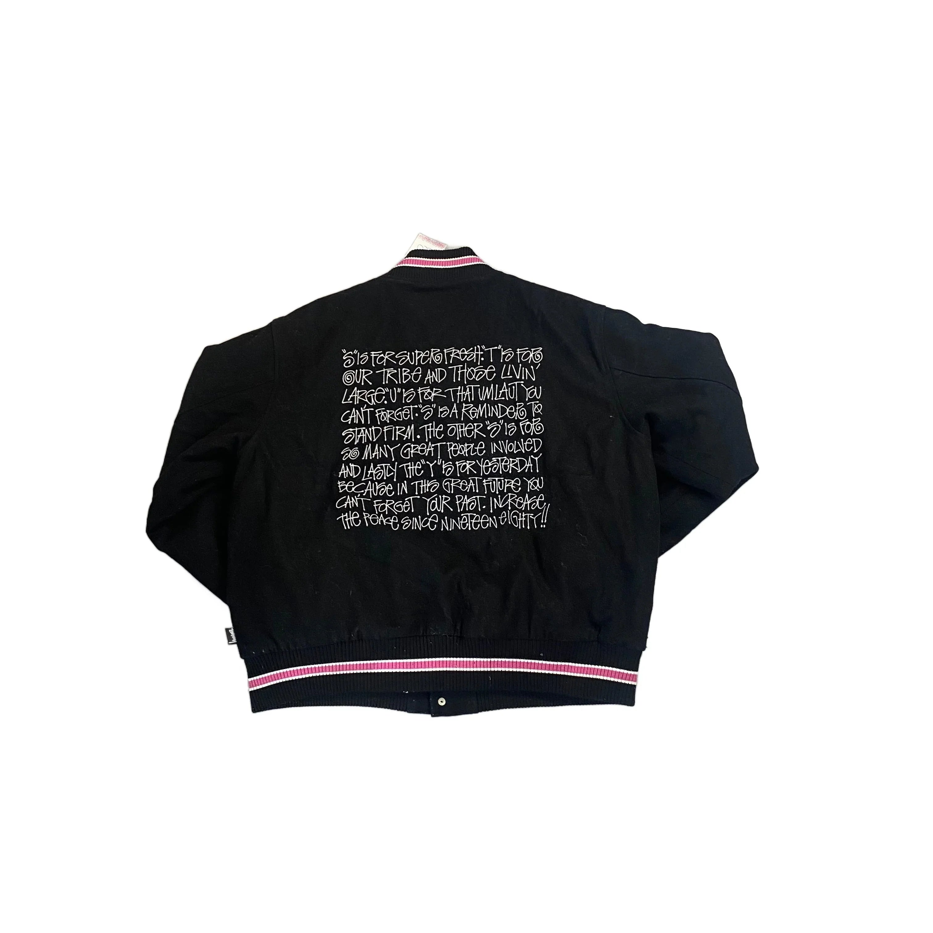 Black Stussy Varsity Jacket - XL