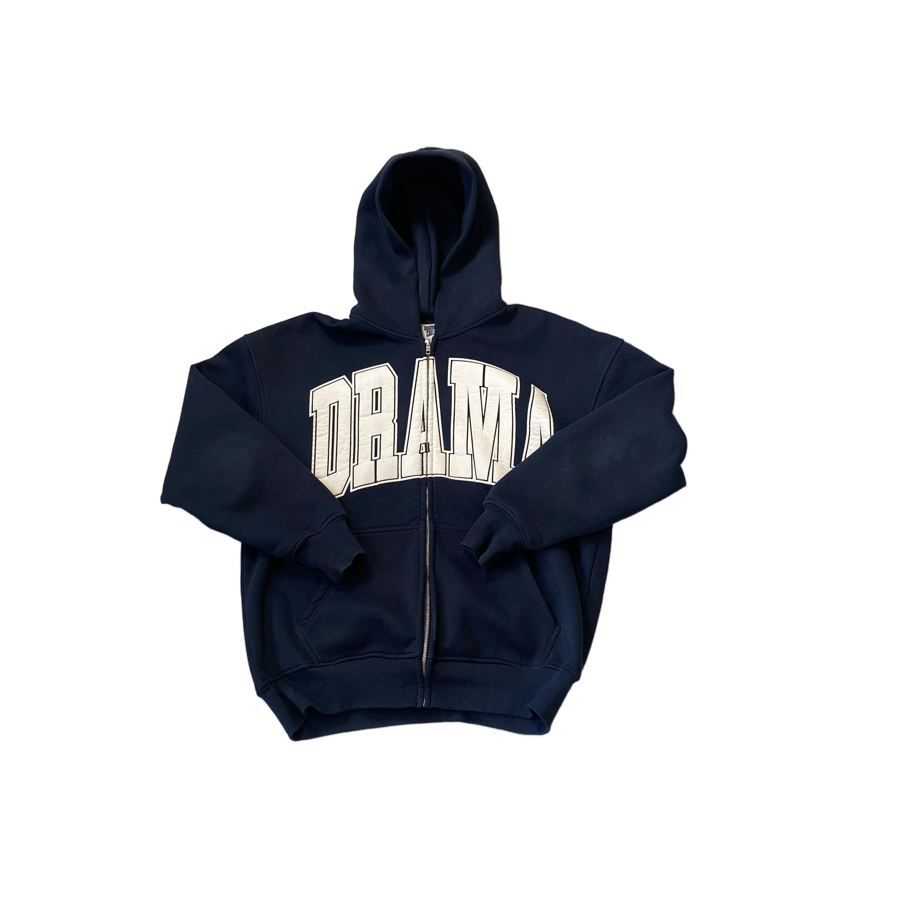 Navy Blue Drama Call Zip Up Hoodie - L