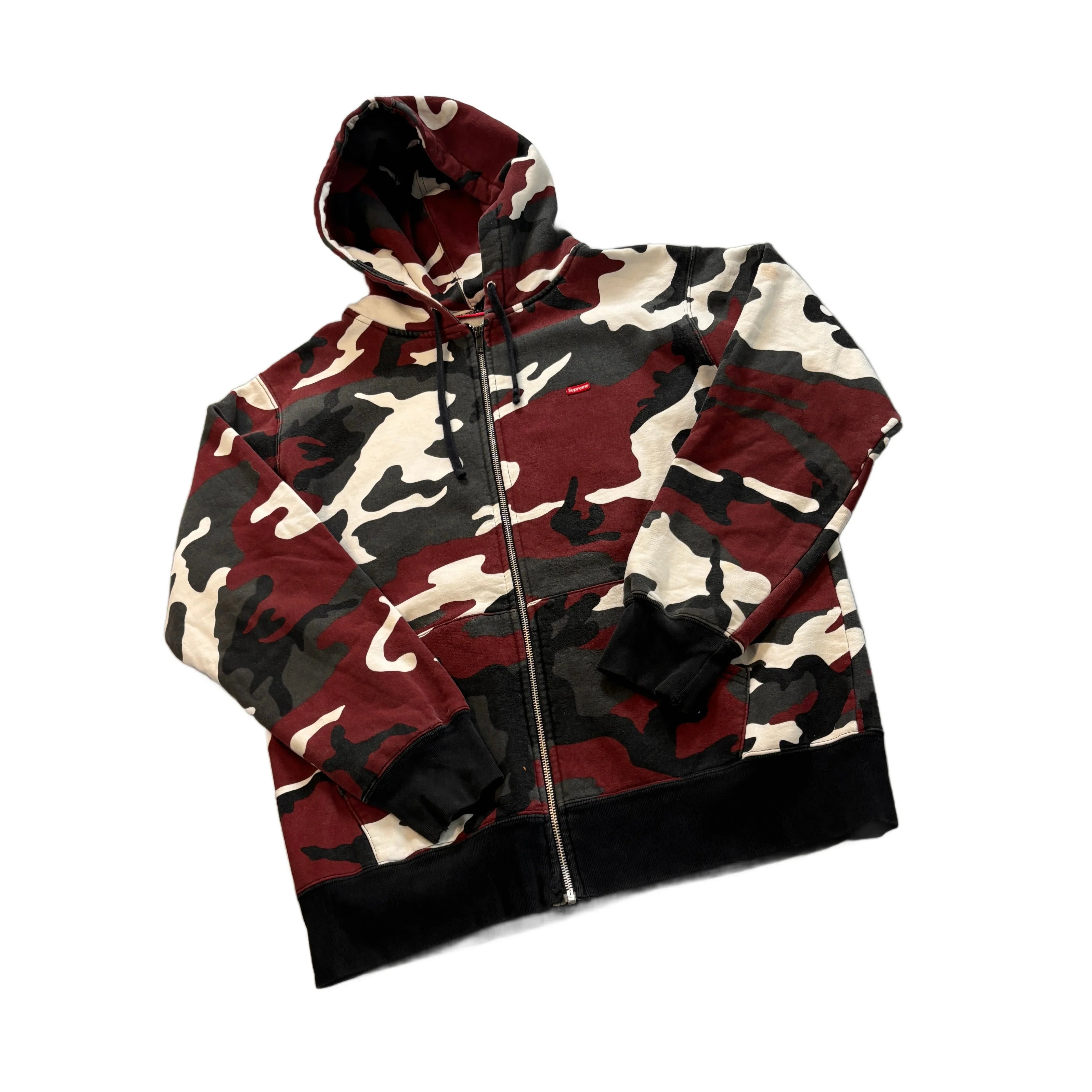 Red Camo Supreme Zip Up Hoodie - M