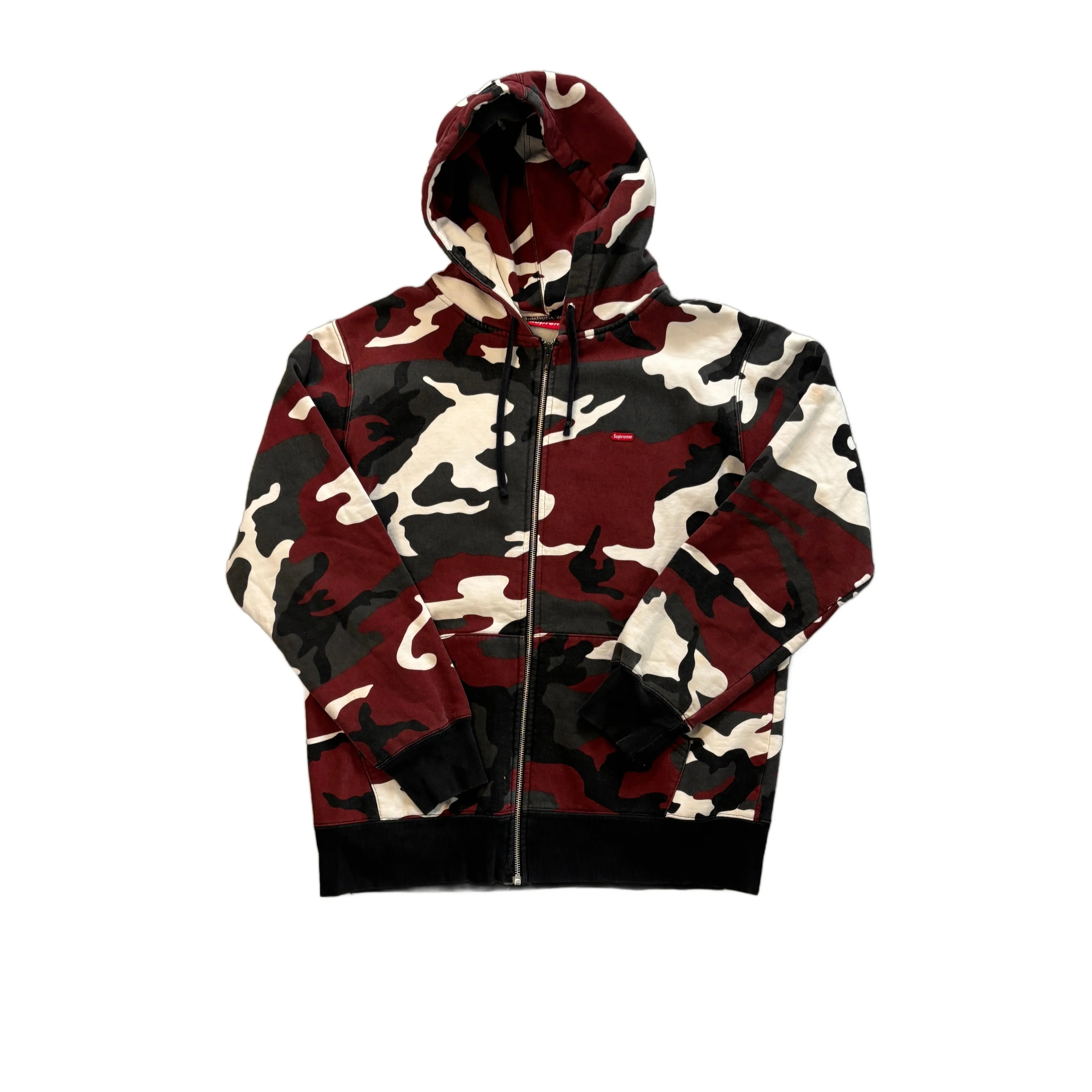 Red Camo Supreme Zip Up Hoodie - M