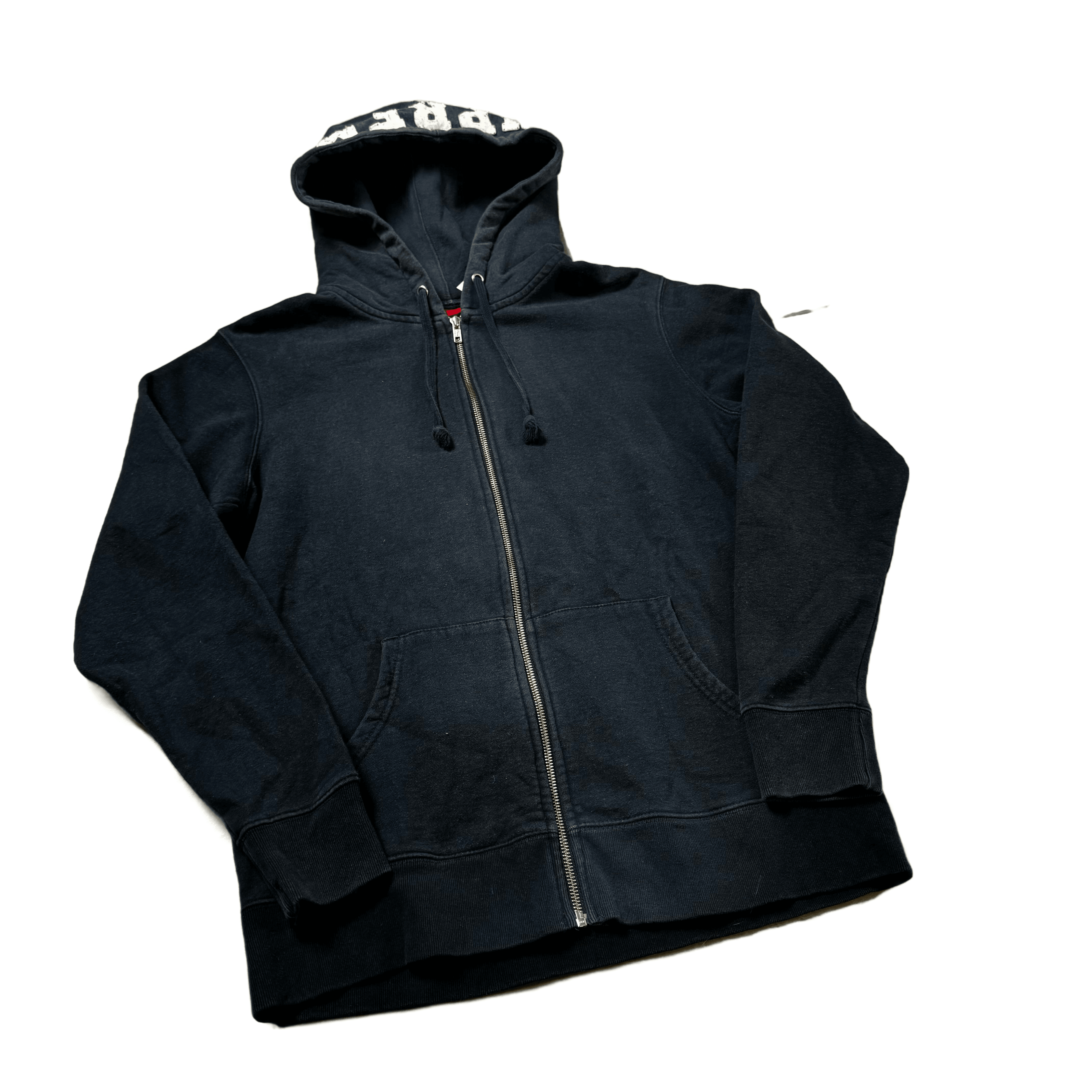Black Supreme Zip Up Hoodie - M