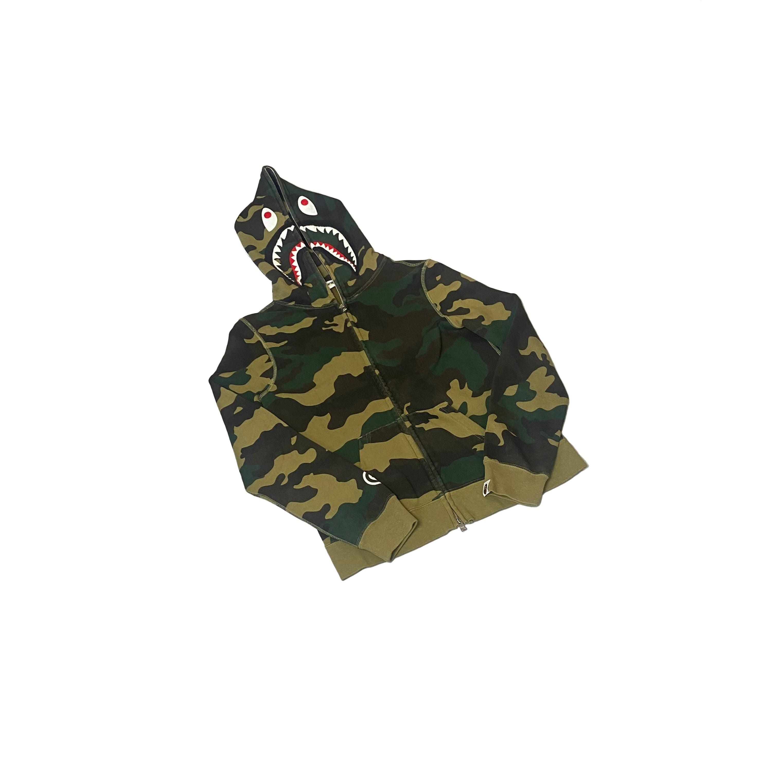 Green Camo A Bathing Ape (BAPE) Shark Hoodie - XS