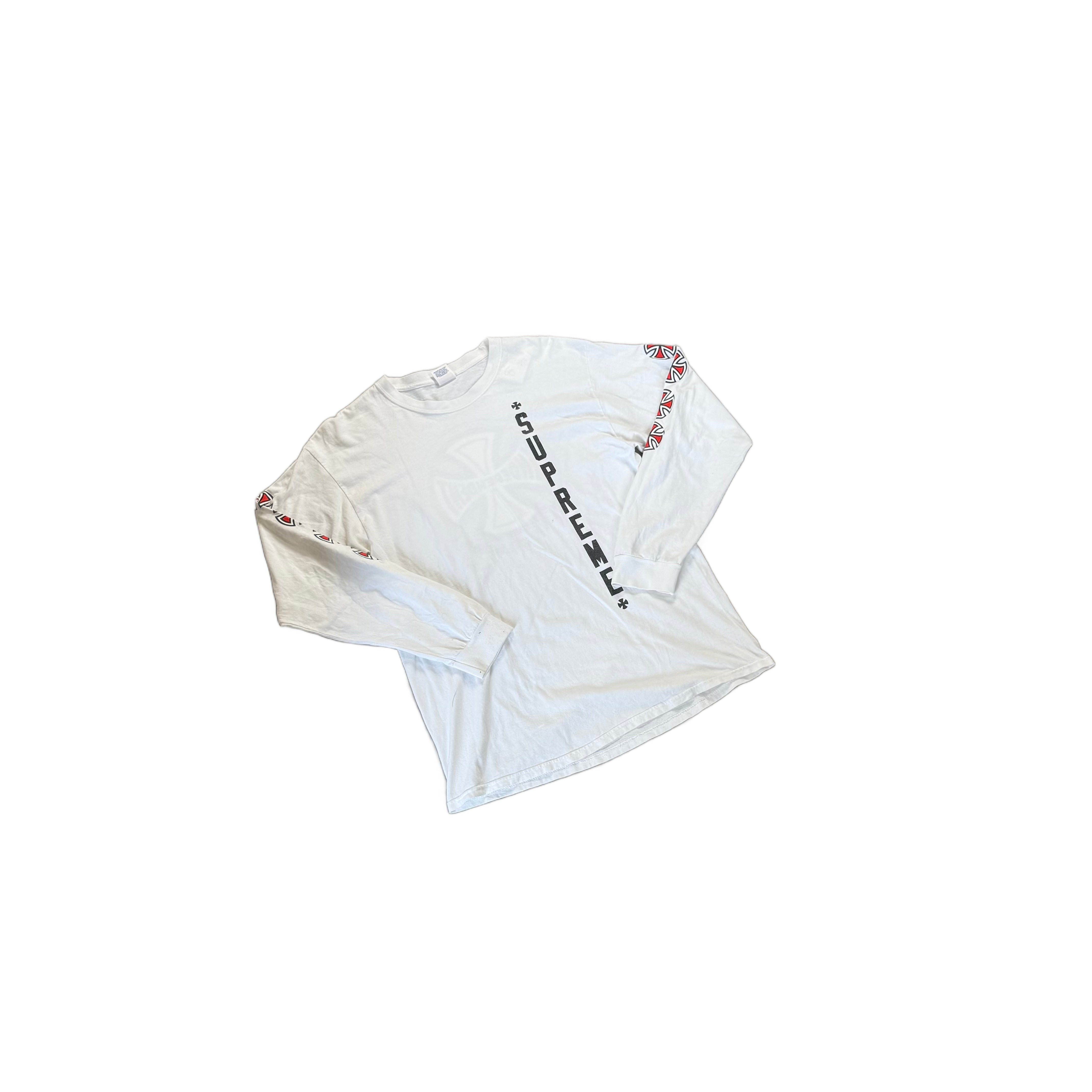 White Supreme Long Sleeve Tee - L