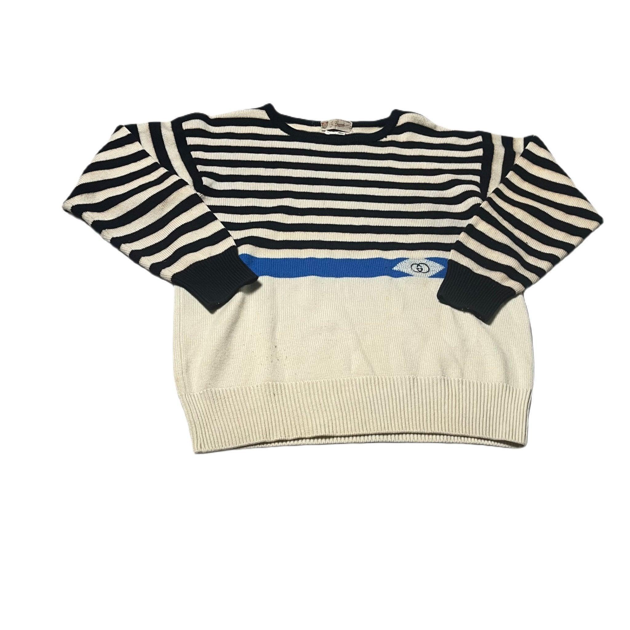 Vintage Cream + Black Gucci Striped Knitted Sweatshirt - L