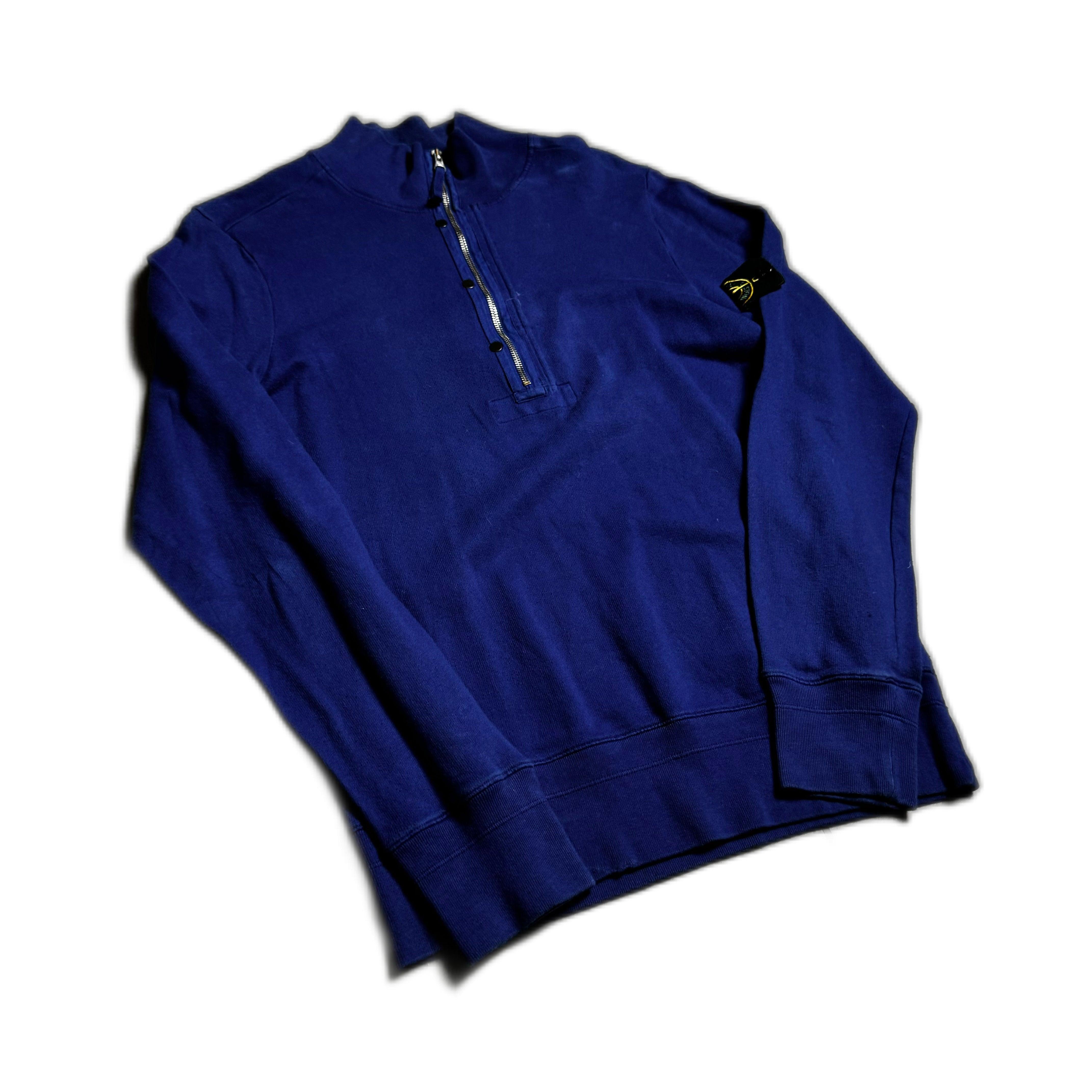 Vintage Blue Stone Island 1/2 Sweatshirt - L