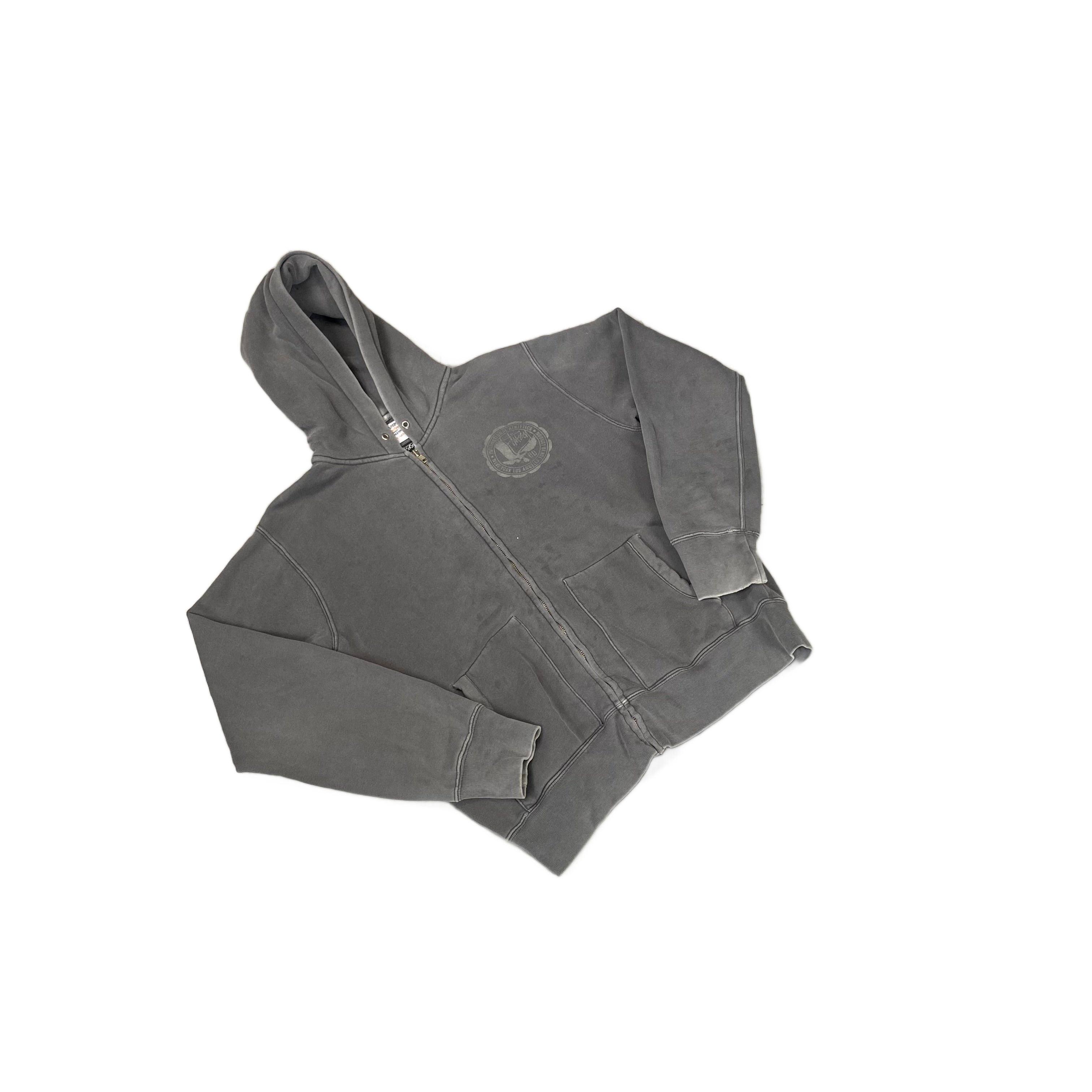Grey Stussy Zip Up Hoodie - M