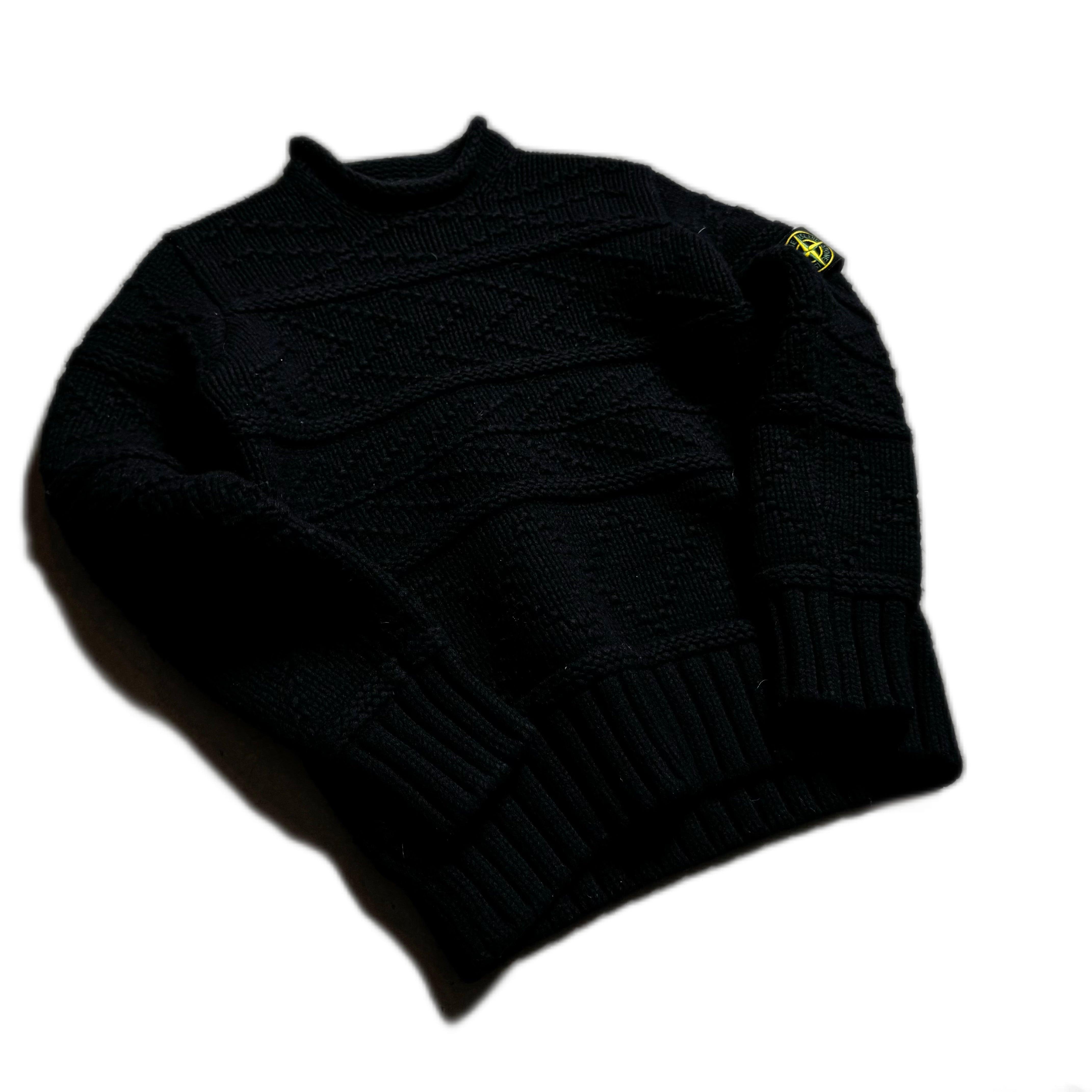 Navy Blue Stone Island Knitted Sweatshirt - S