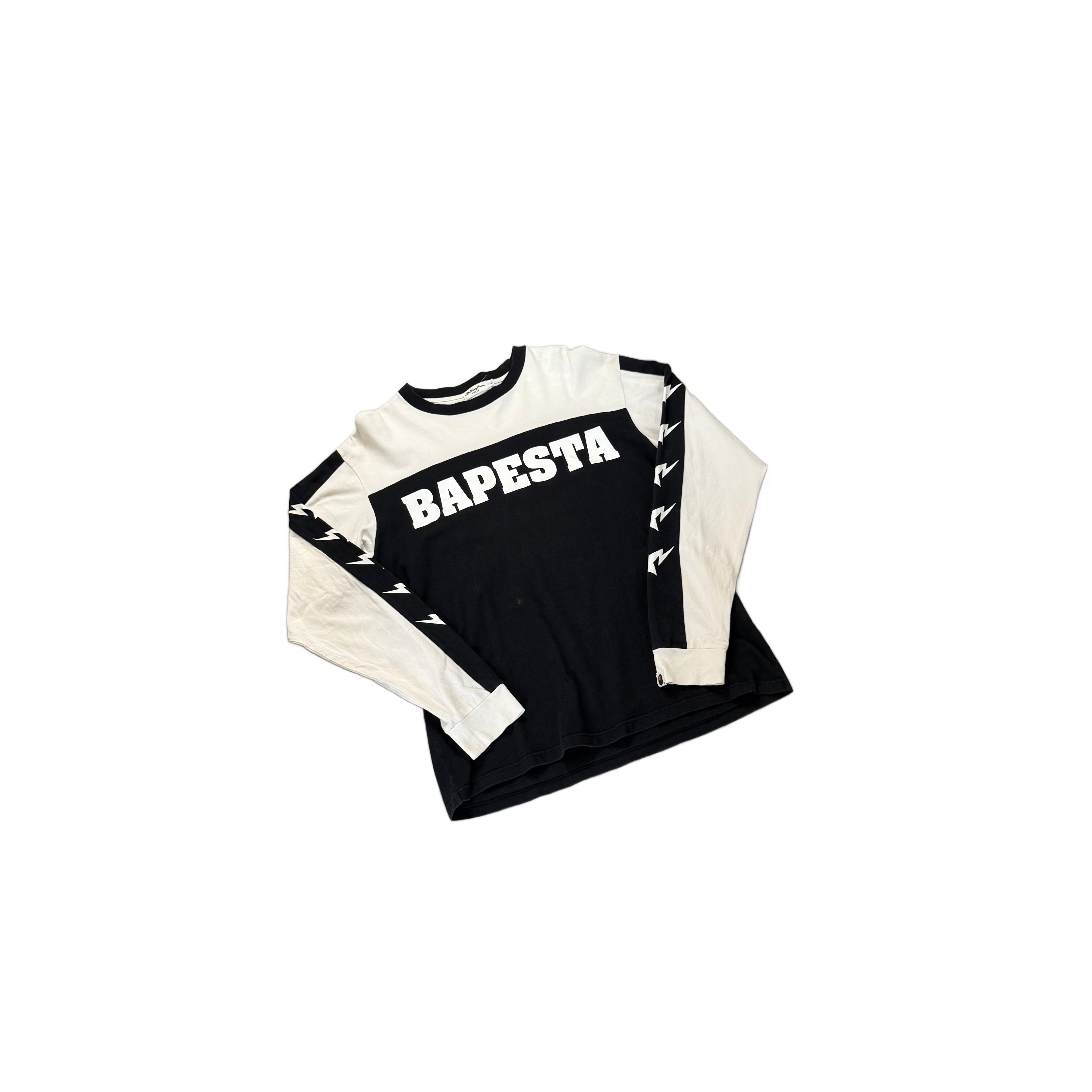 Black + White A Bathing Ape (BAPE) Long Sleeve Tee - L