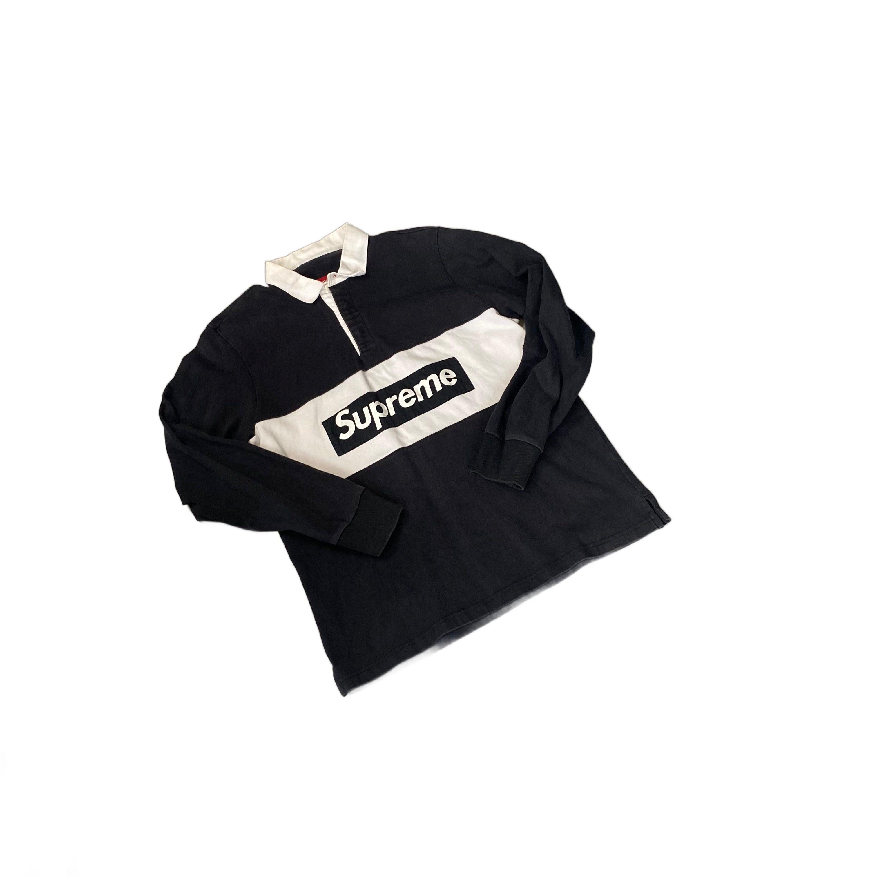 Black + White Supreme Long Sleeve Polo - XL