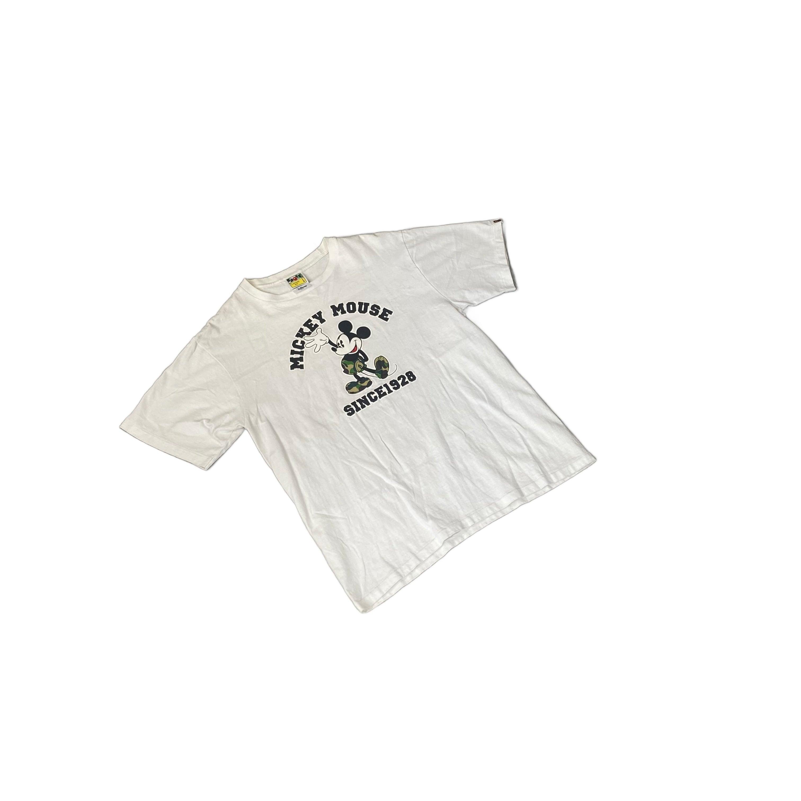 White A Bathing Ape (BAPE) x Mickey Mouse Tee - L