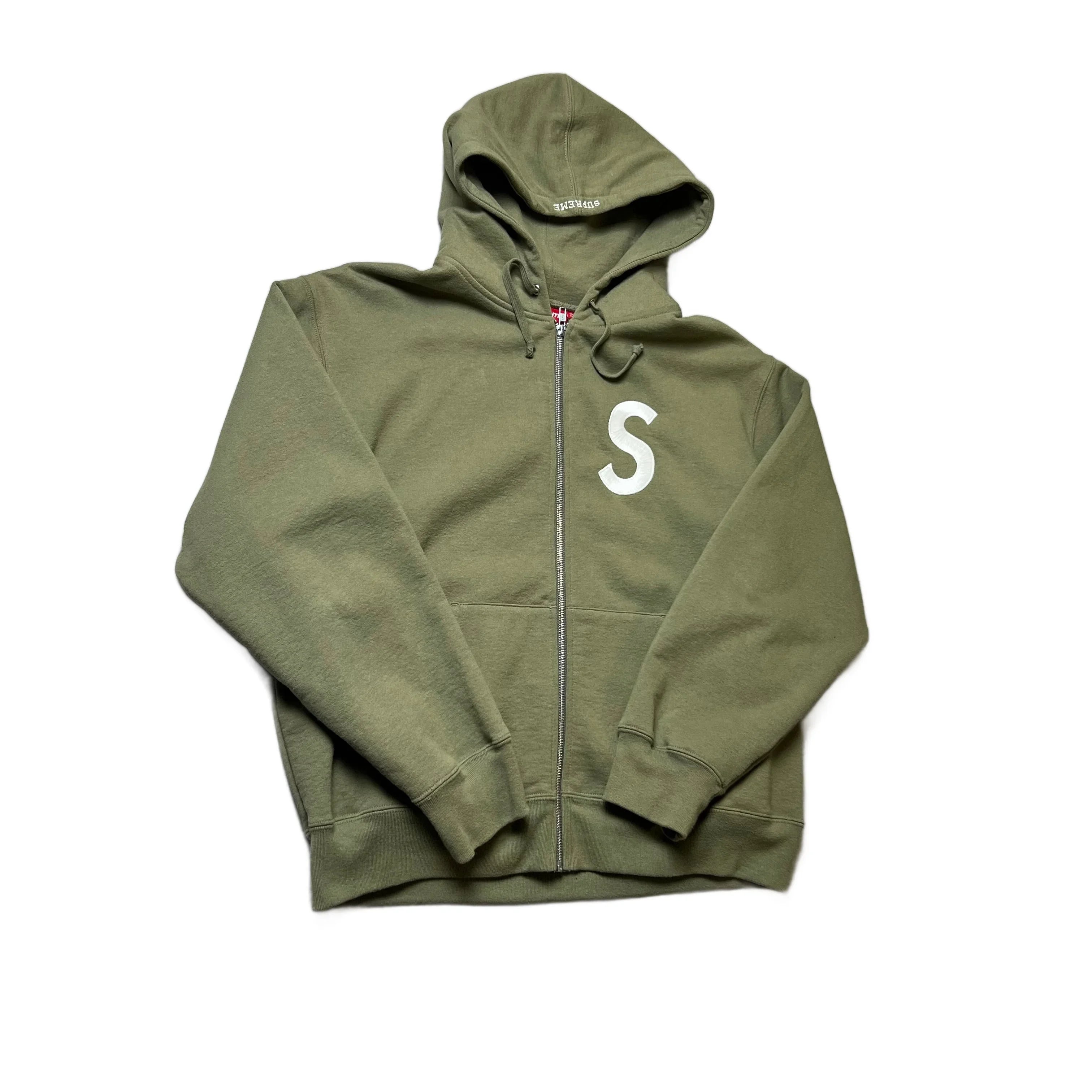 BNWT Green Supreme Zip Up Hoodie - M