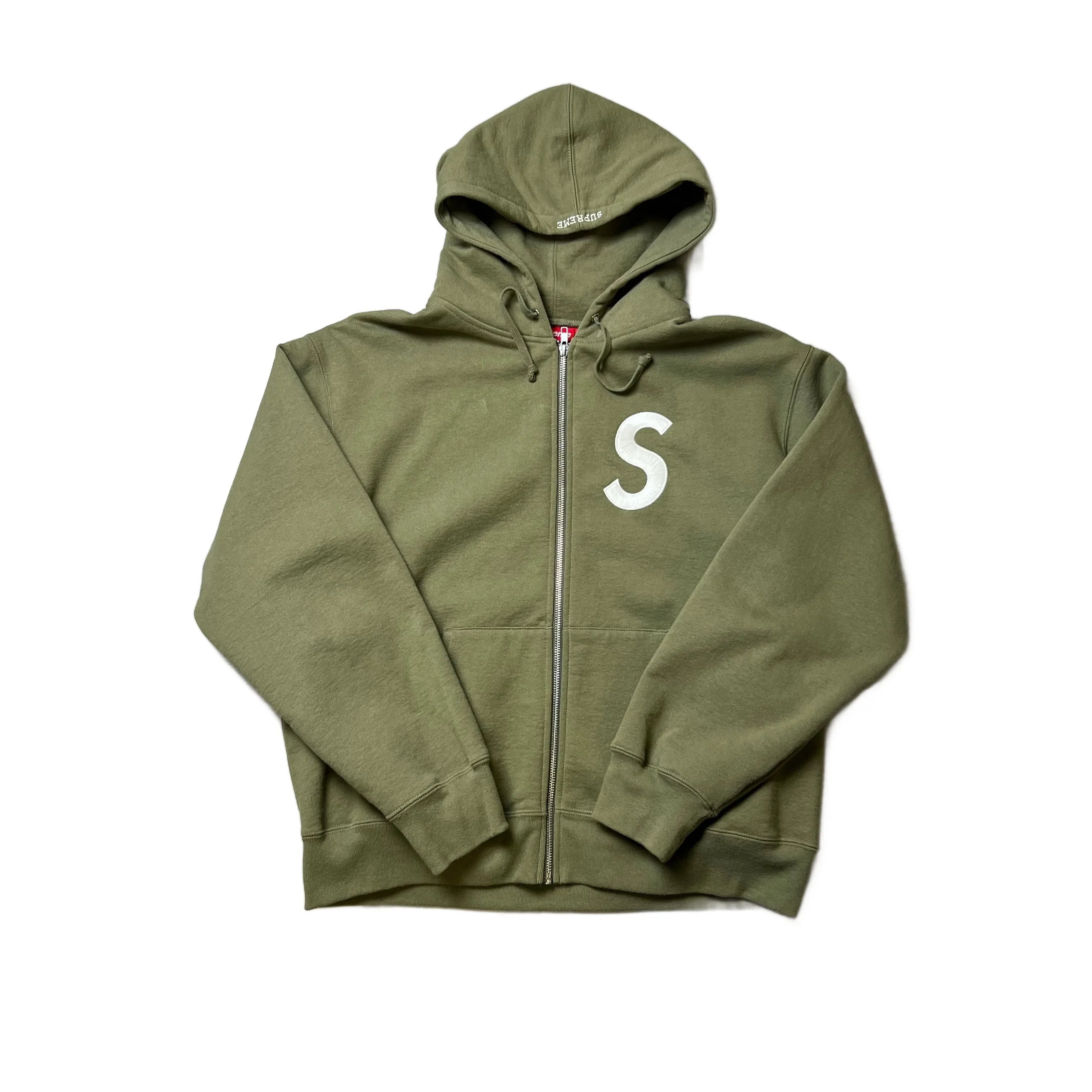 BNWT Green Supreme Zip Up Hoodie - M