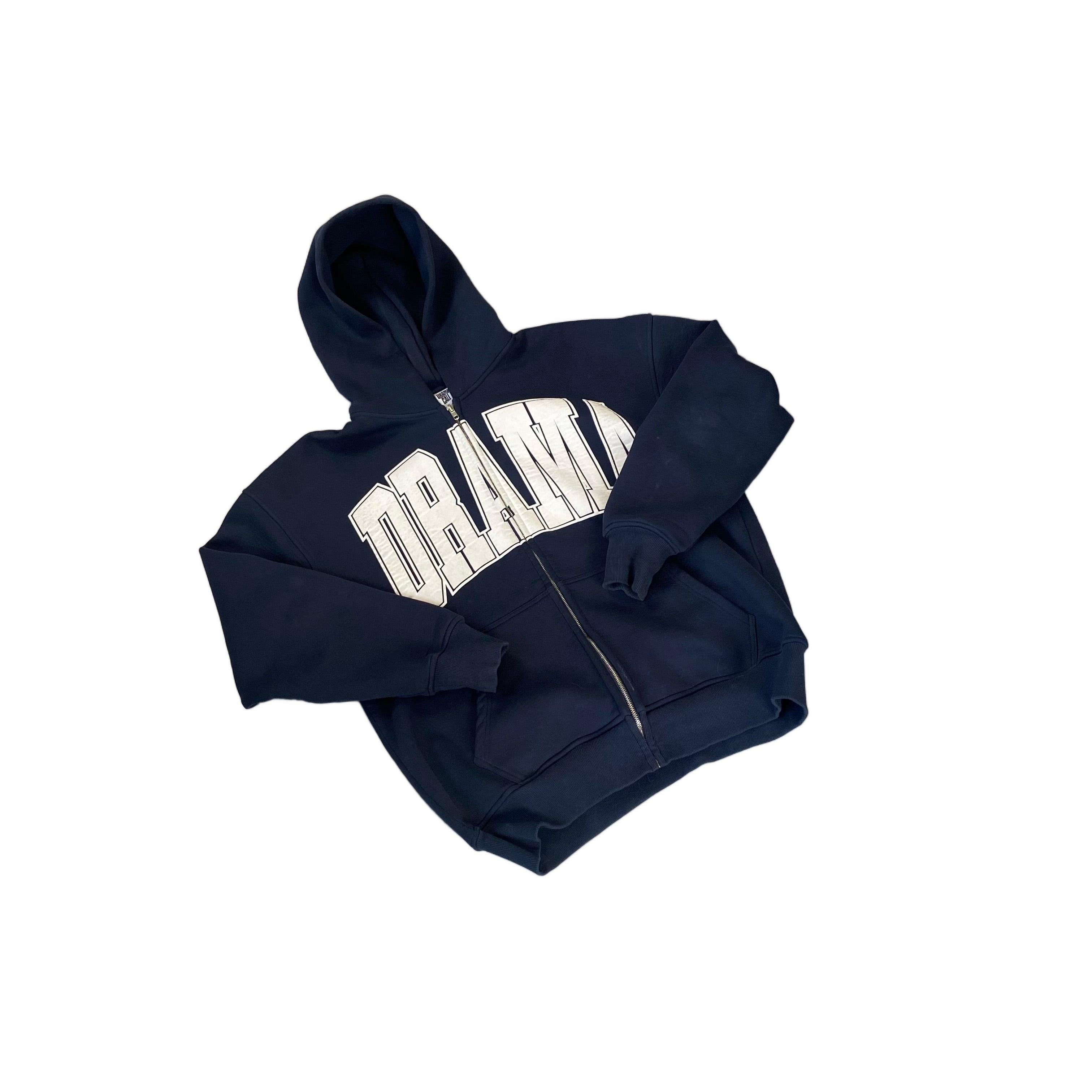 Navy Blue Drama Call Zip Up Hoodie - L