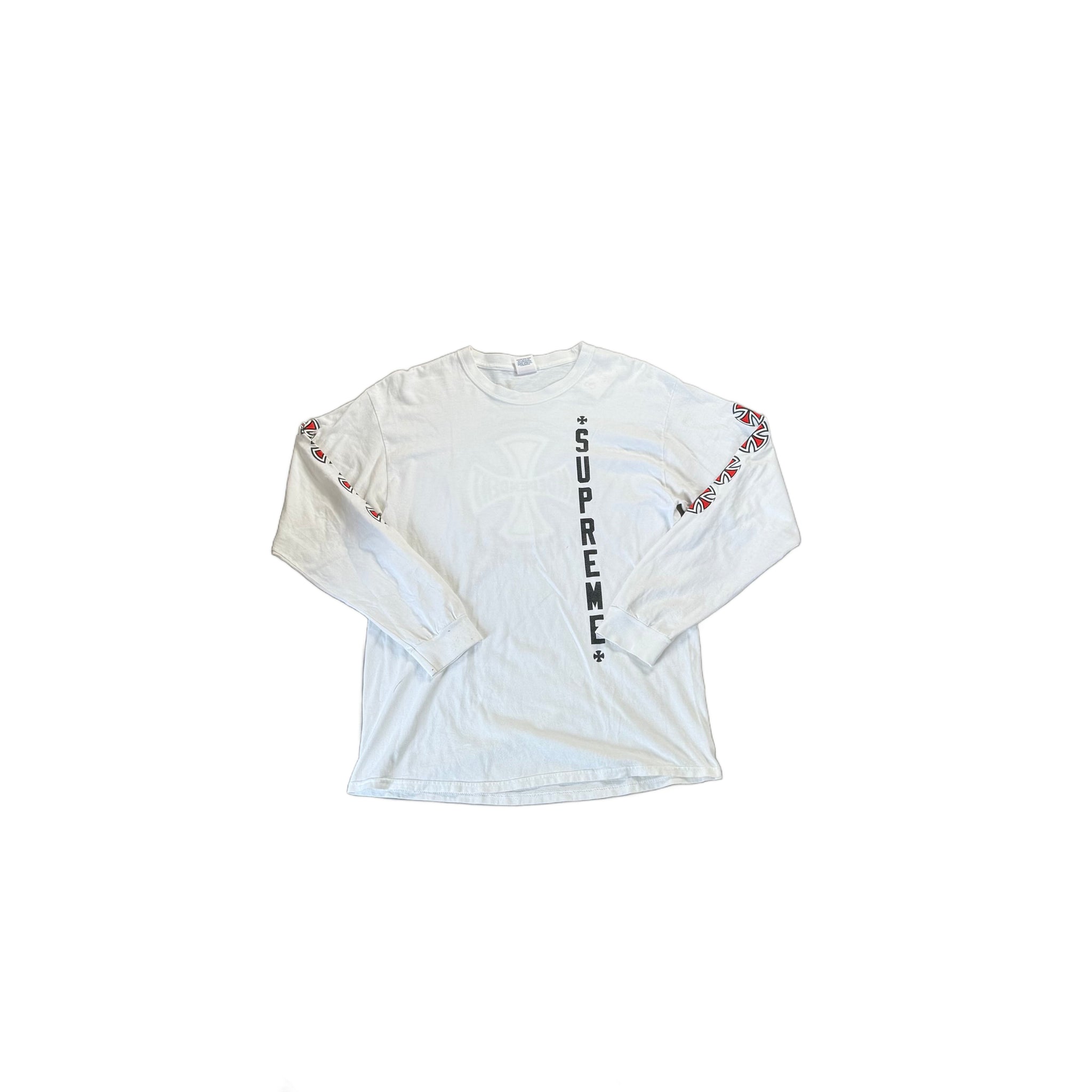 White Supreme Long Sleeve Tee - L