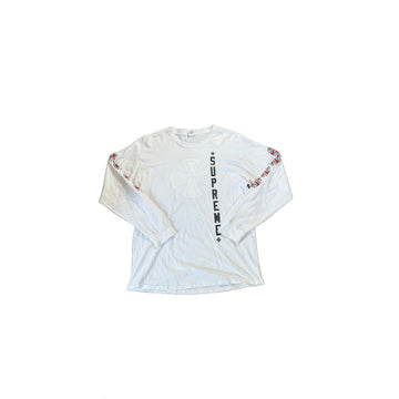 White Supreme Long Sleeve Tee - L