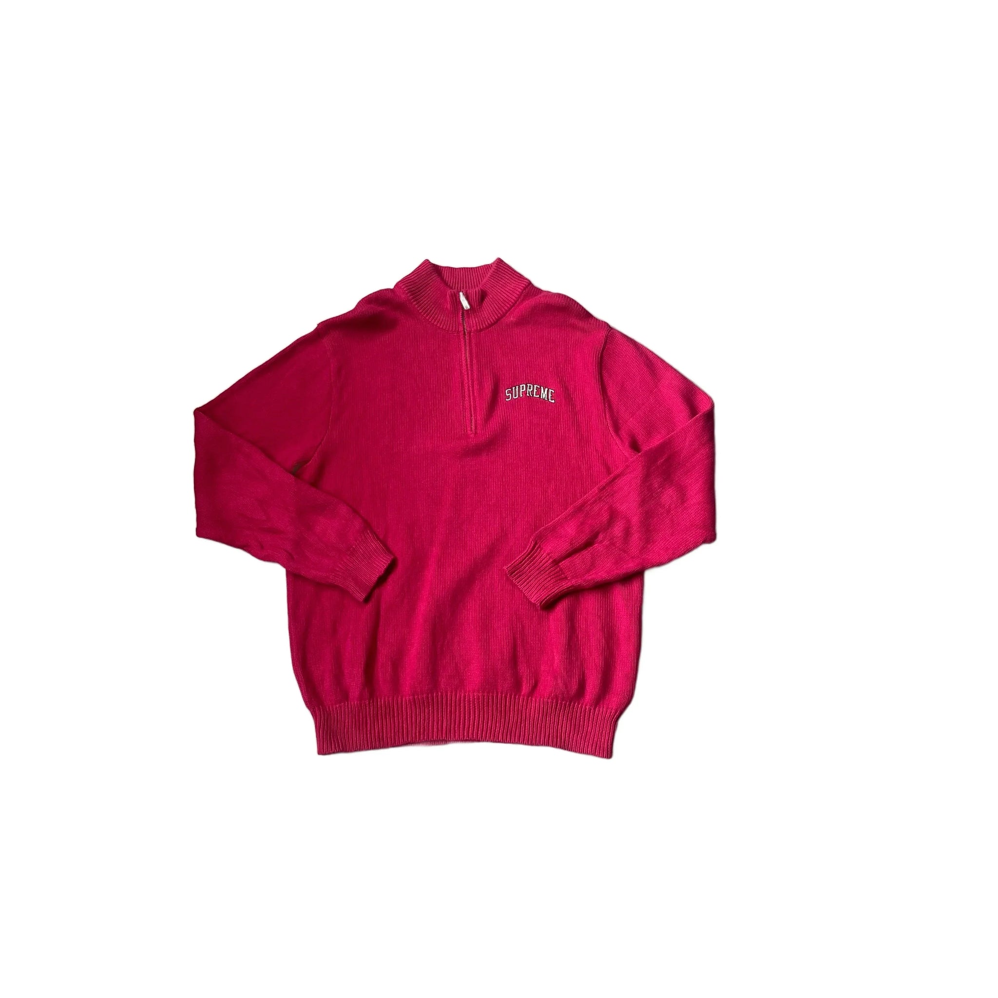 Pink Supreme 1/4 Zip Knitted Sweatshirt - L
