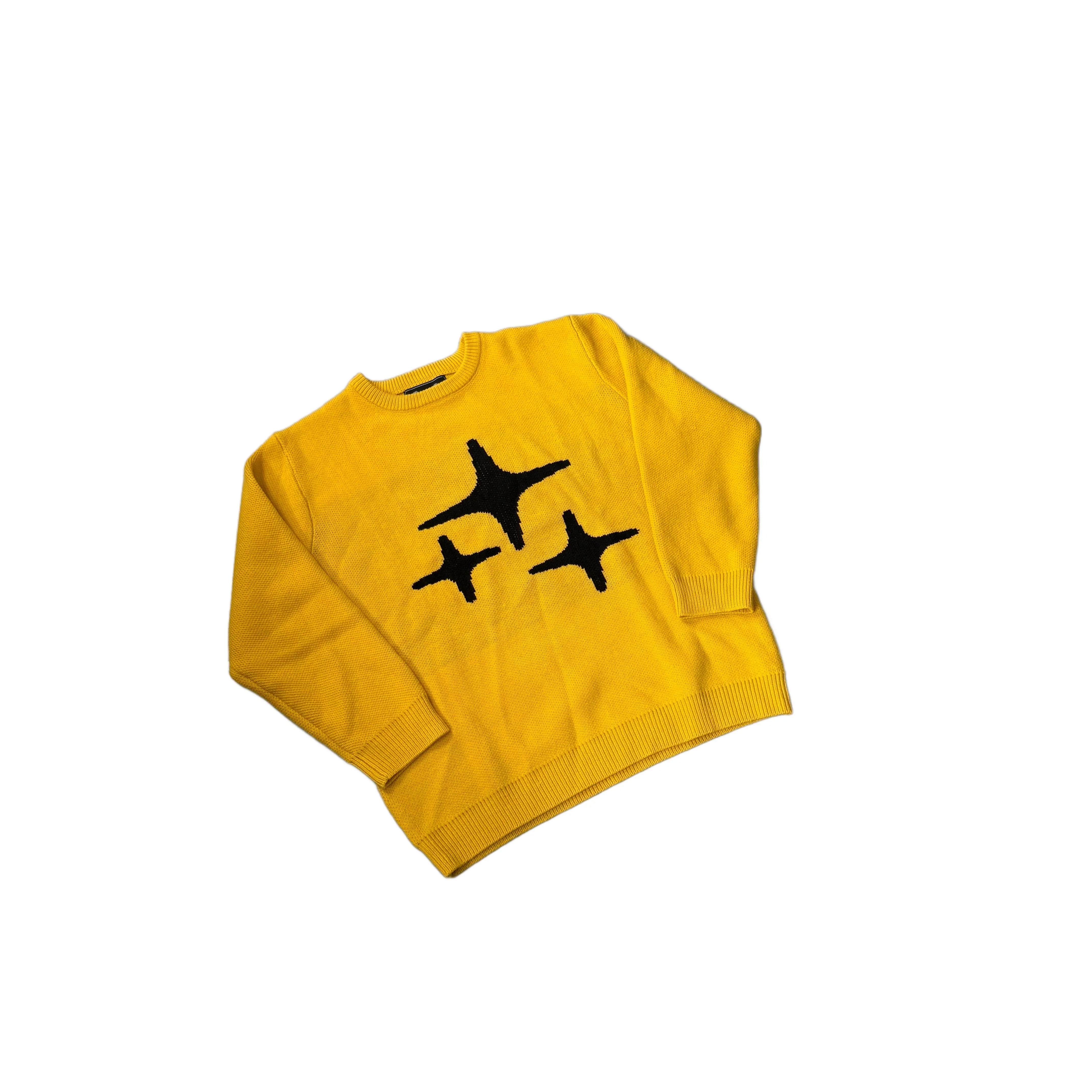 Yellow Drama Call Knitted Sweatshirt - L