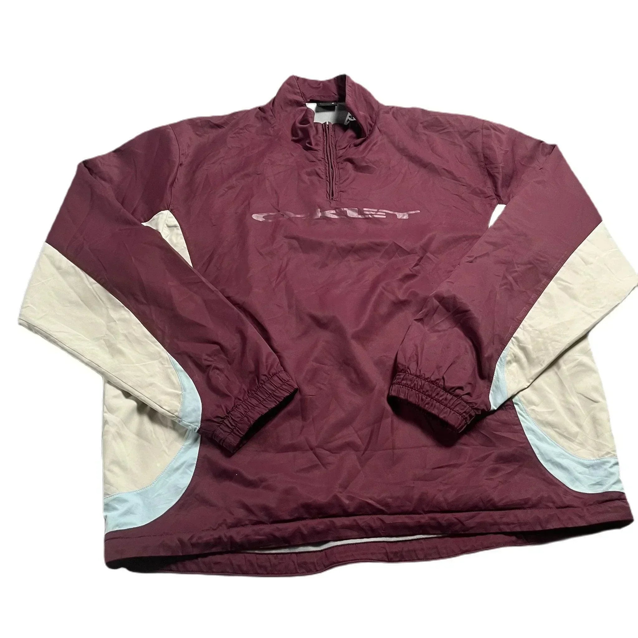 Vintage Burgundy + Cream Oakley 1/4 Zip Pullover Jacket - M