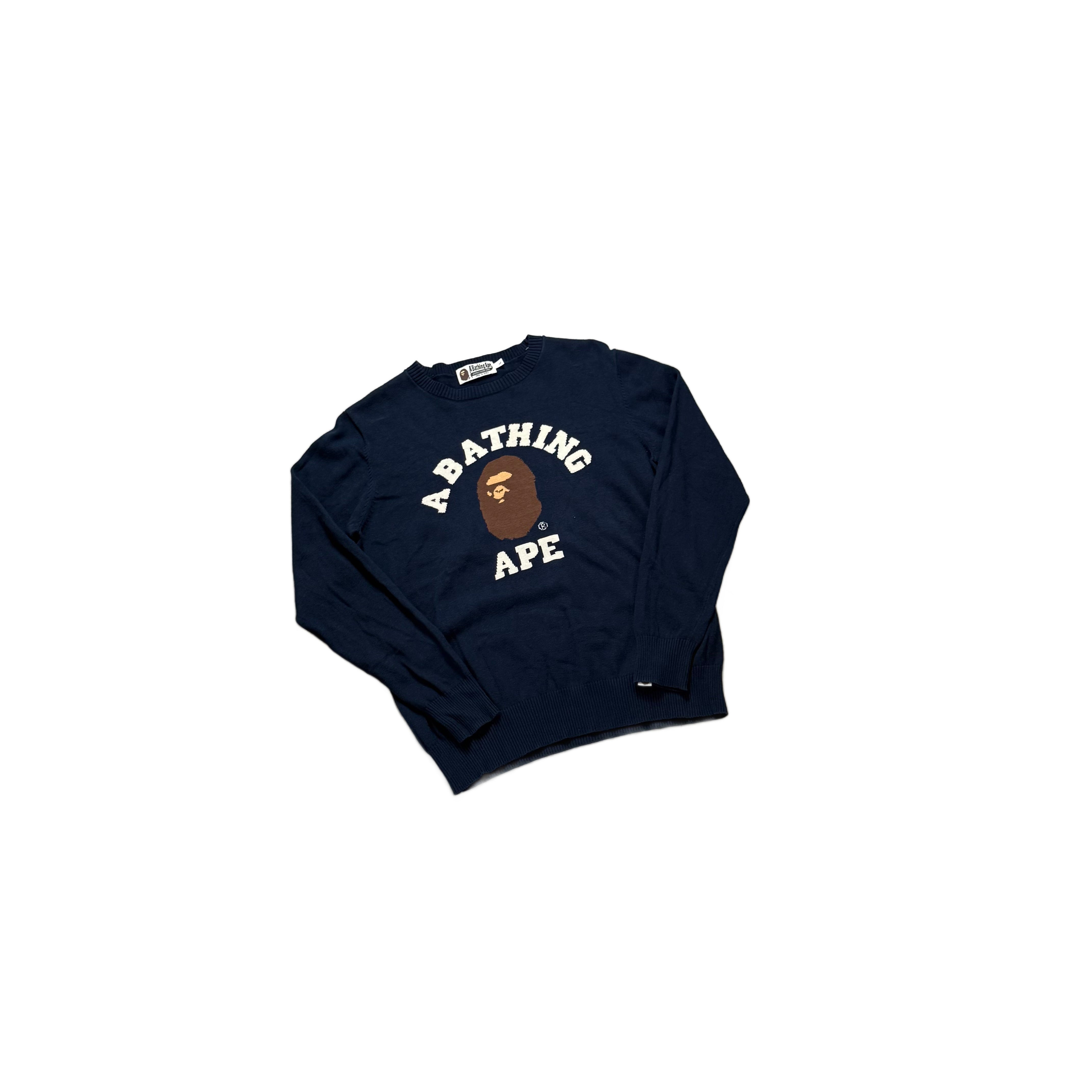 Navy Blue A Bathing Ape (BAPE) Knitted Sweatshirt - L