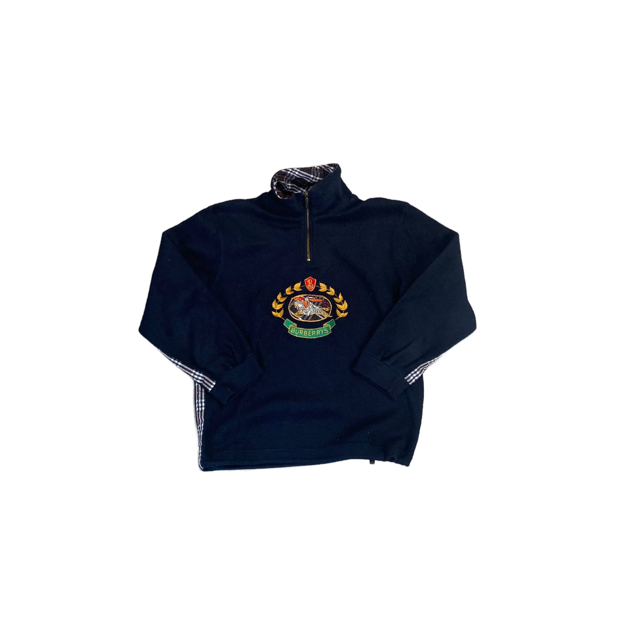 Vintage Navy Blue Burberry 1/4 Zip Fleece - M