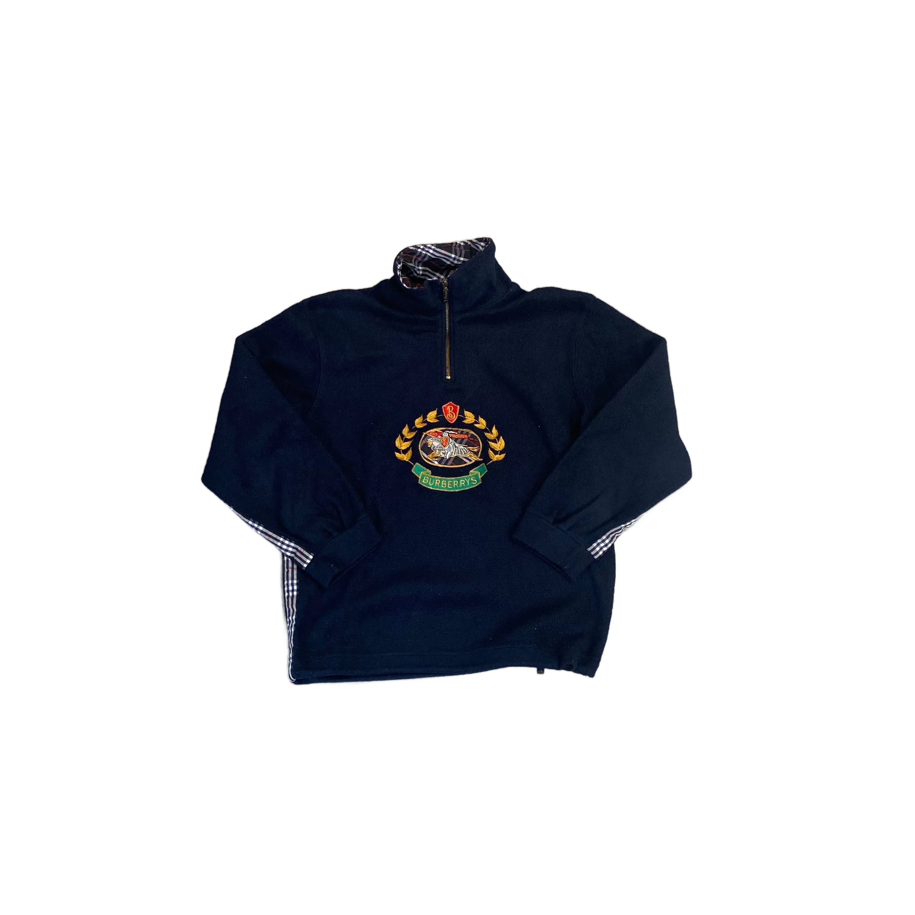 Vintage Navy Blue Burberry 1/4 Zip Fleece - M