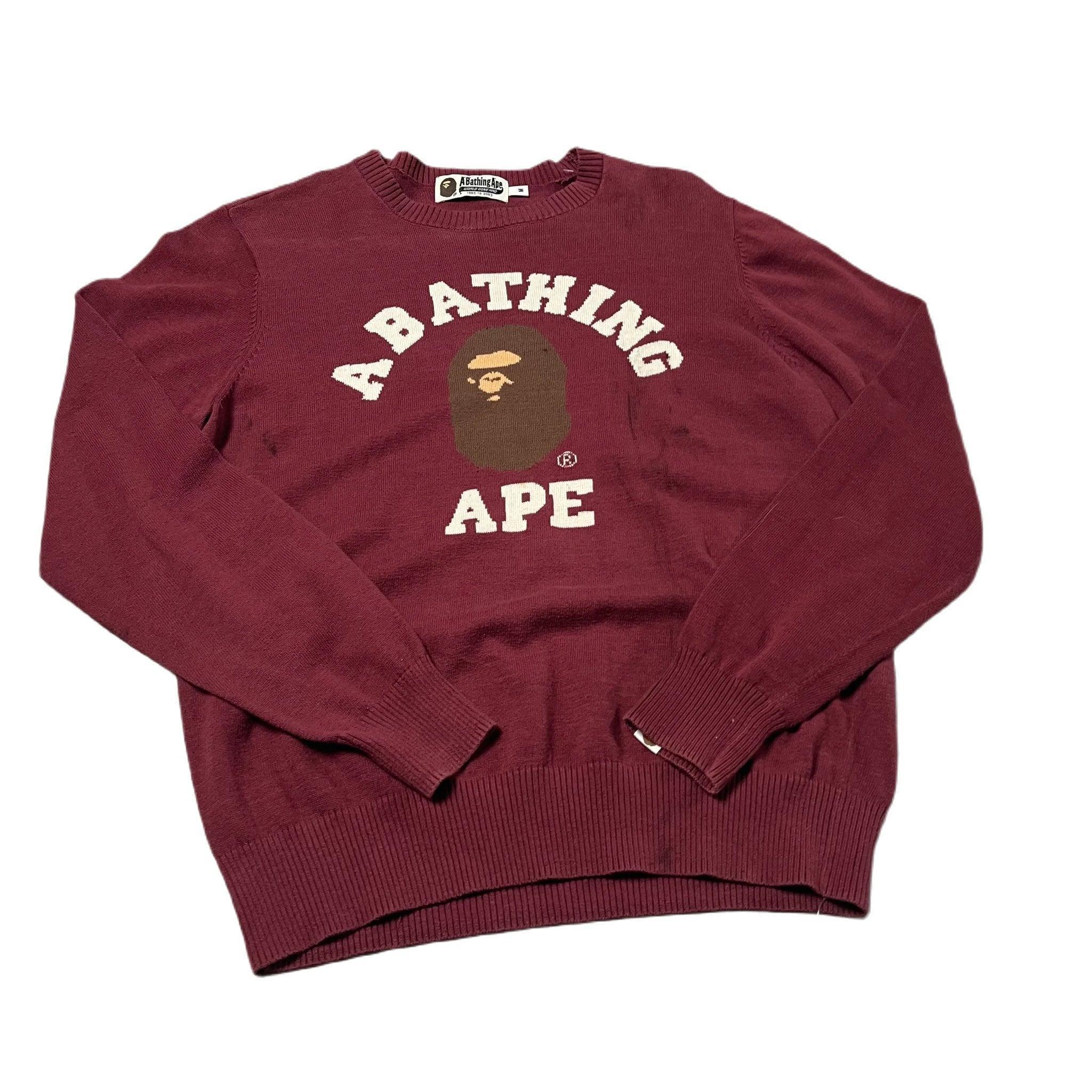 Burgundy A Bathing Ape (BAPE) Knitted Sweatshirt - M