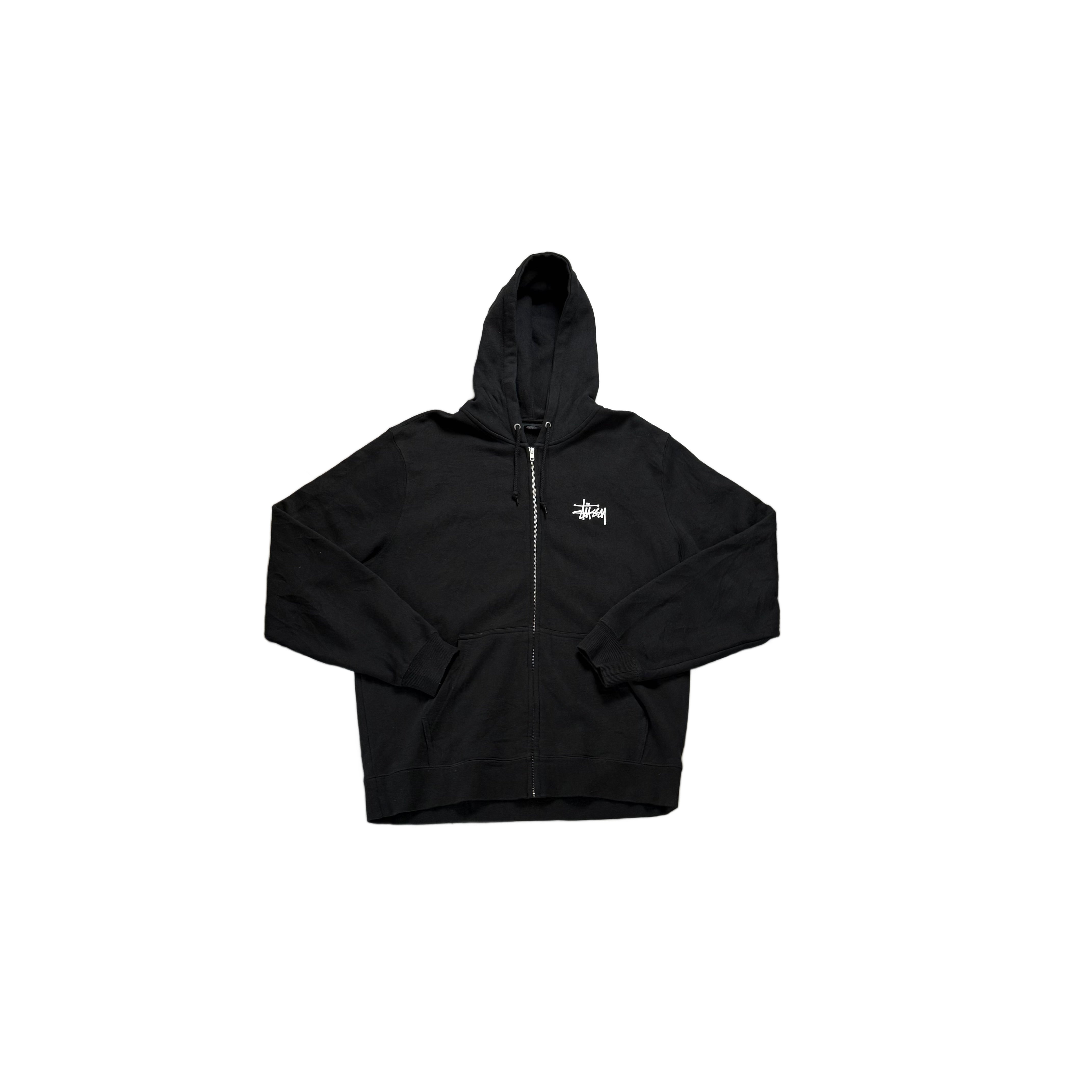 Black Stussy Zip Up Hoodie - M