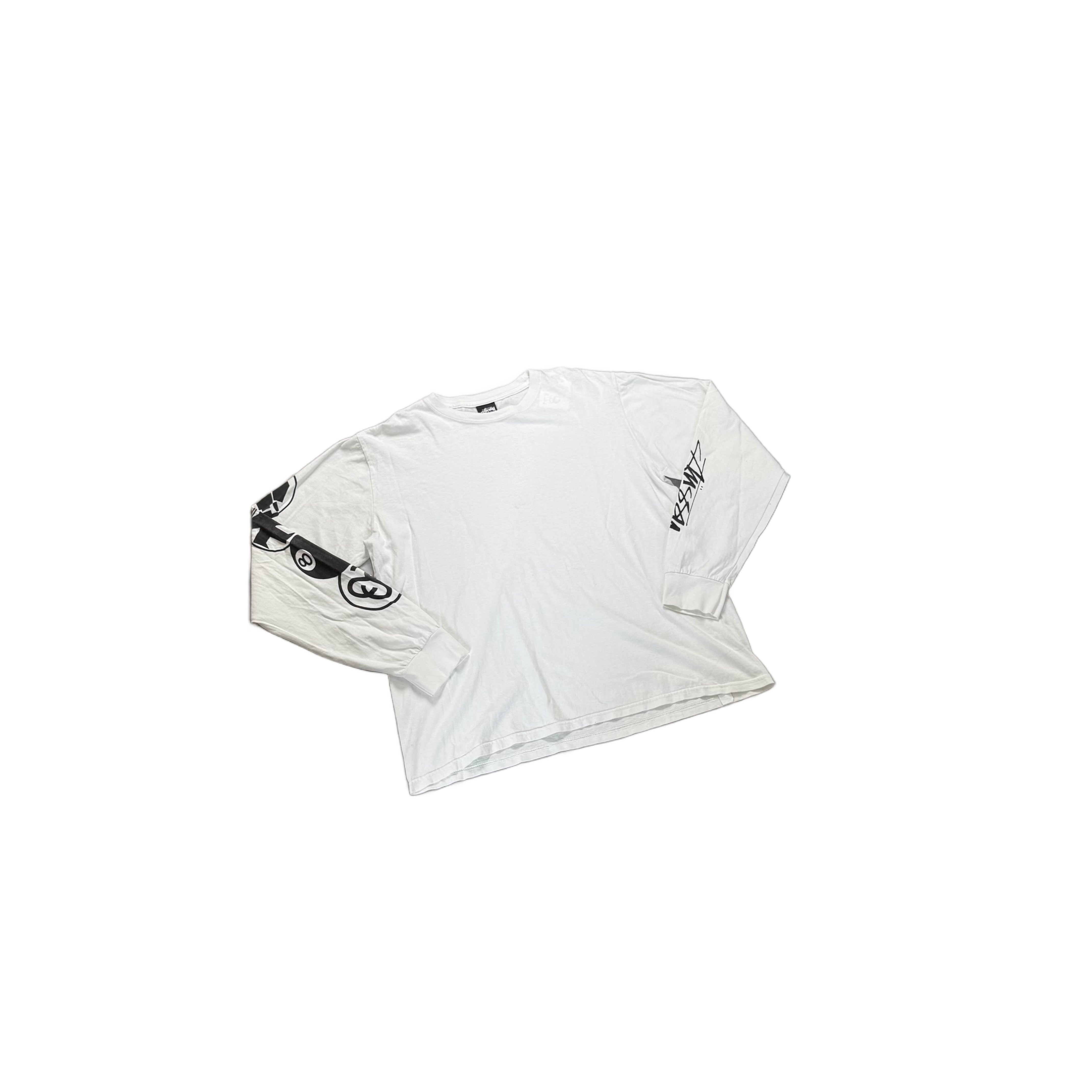 White Stussy Long Sleeve Tee - M