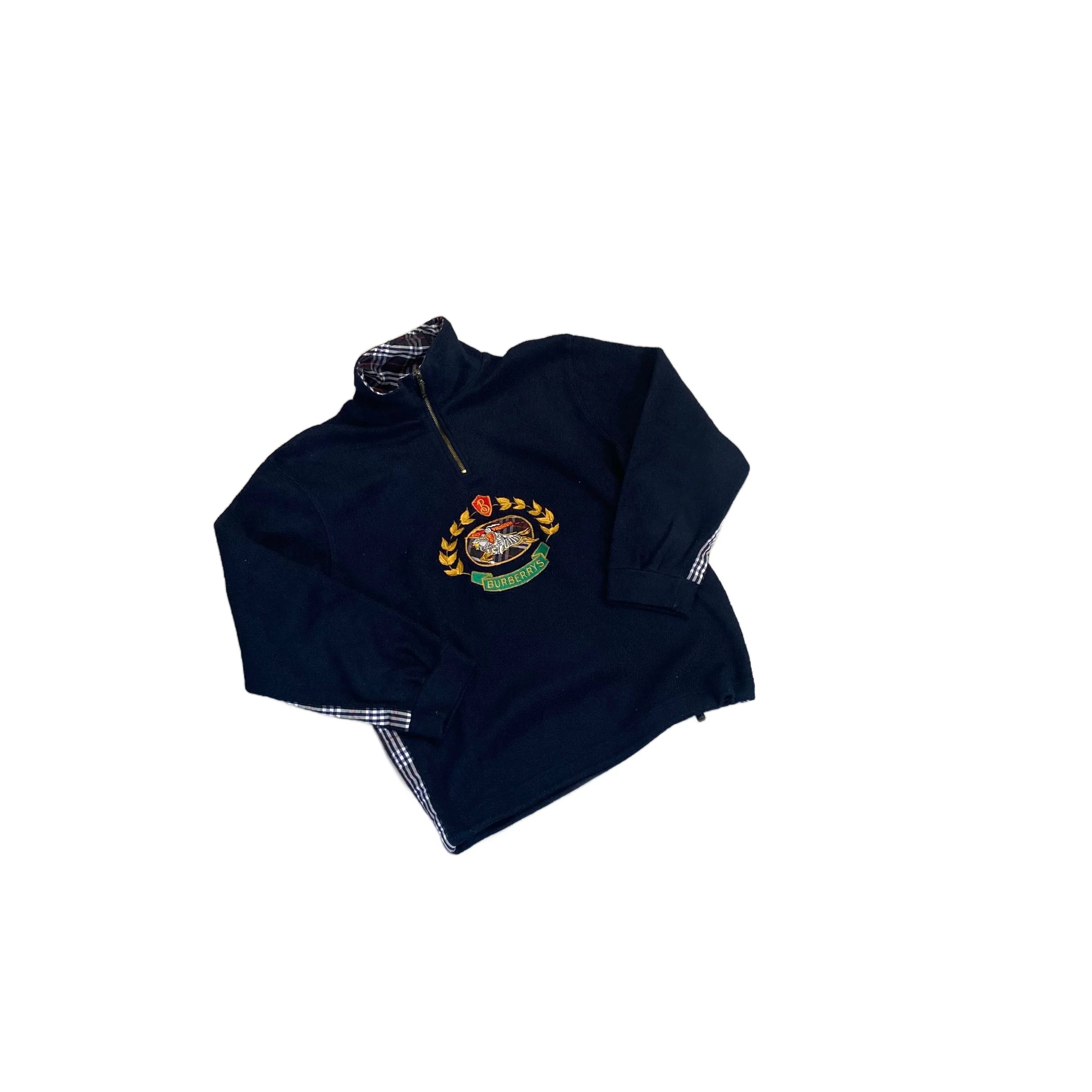 Vintage Navy Blue Burberry 1/4 Zip Fleece - M