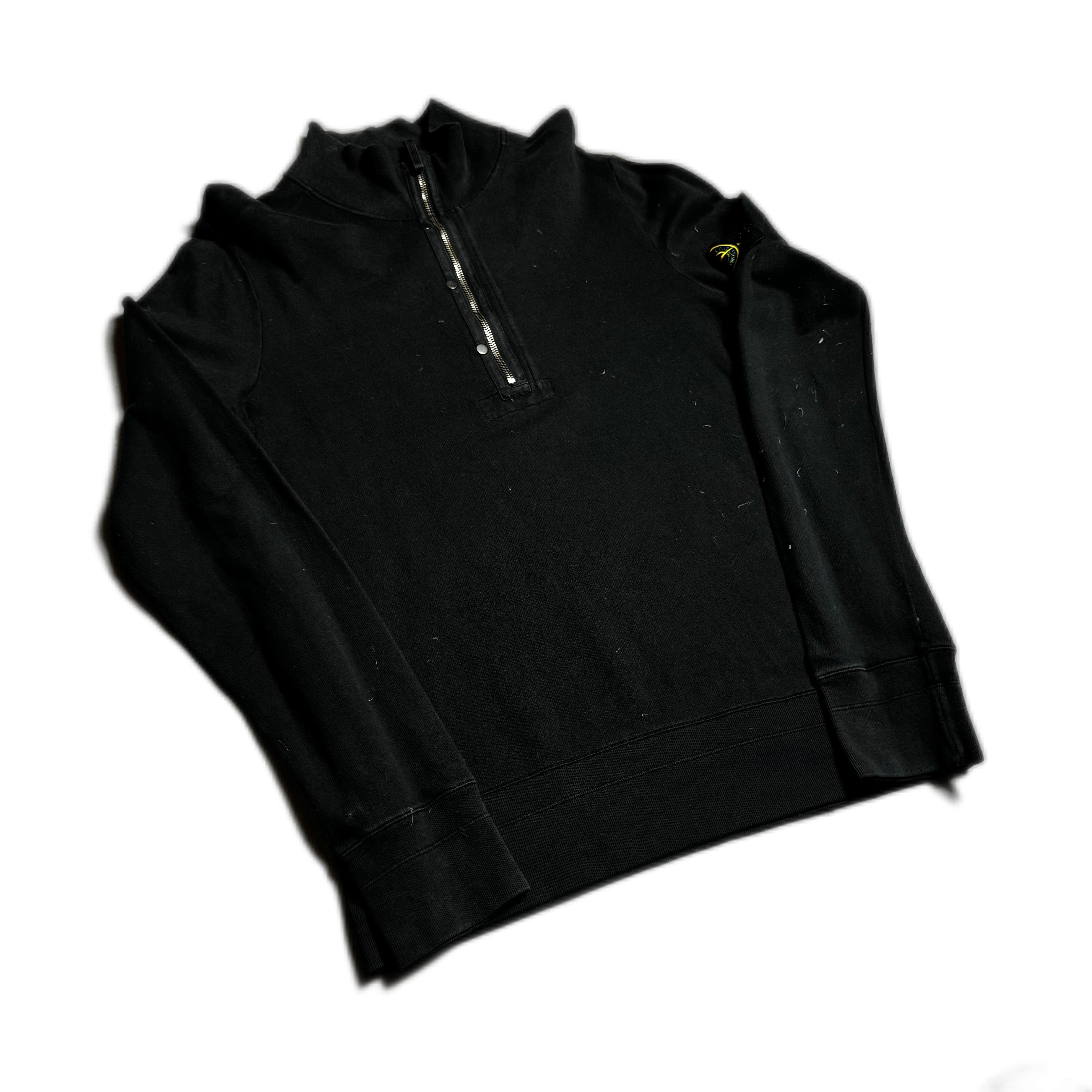 Vintage Black Stone Island 1/2 Zip Sweatshirt - L