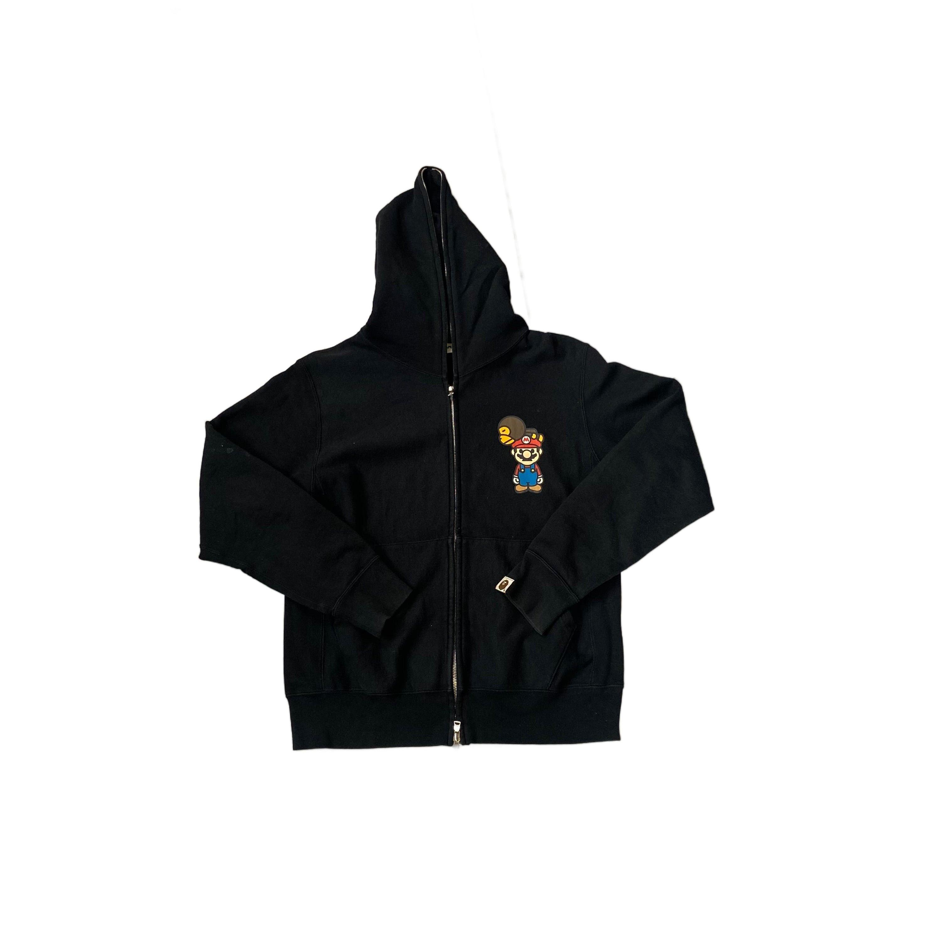 Black A Bathing Ape (BAPE) x Mario Hoodie - S