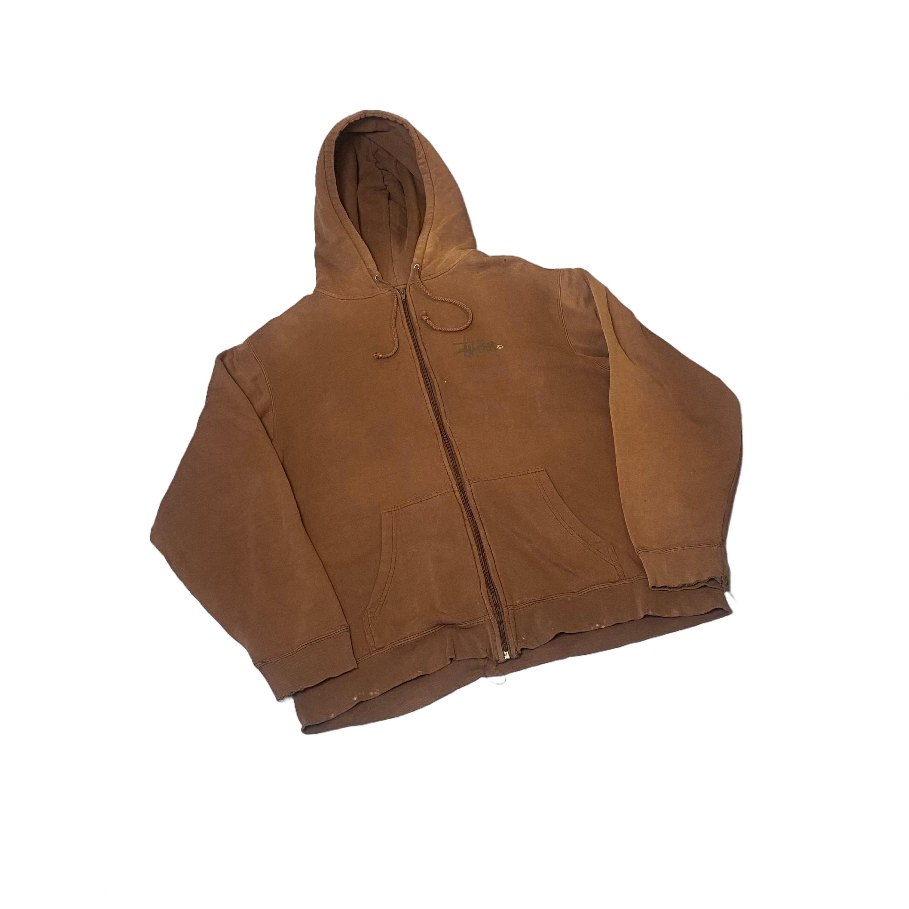 Brown Stussy Zip Up Hoodie - XL