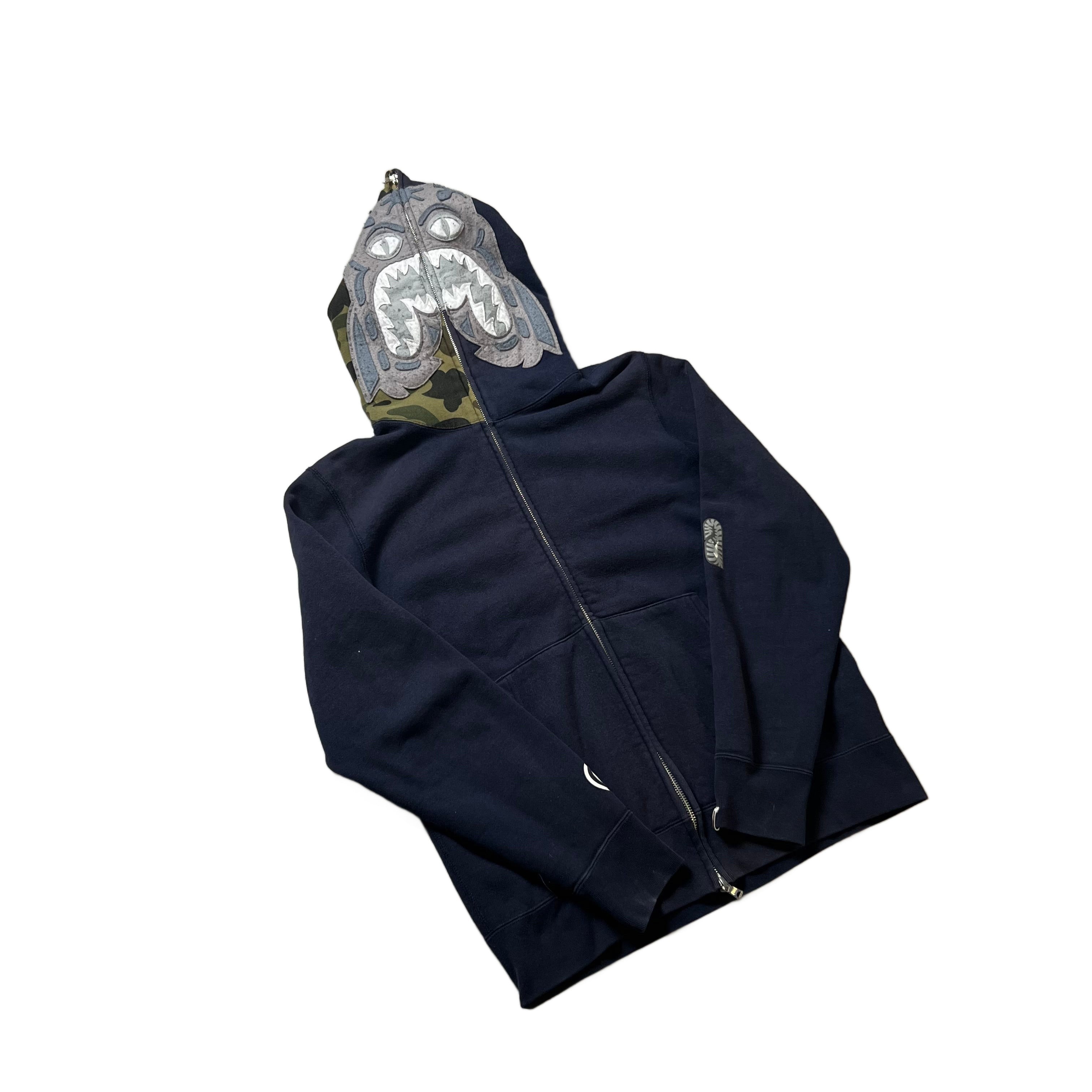 Navy Blue A Bathing Ape (BAPE) Zip Up Hoodie - M